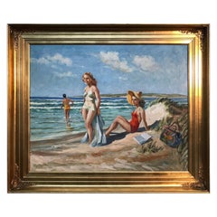 Christian Aabye Tage Oil on Canvas of Beach Scene