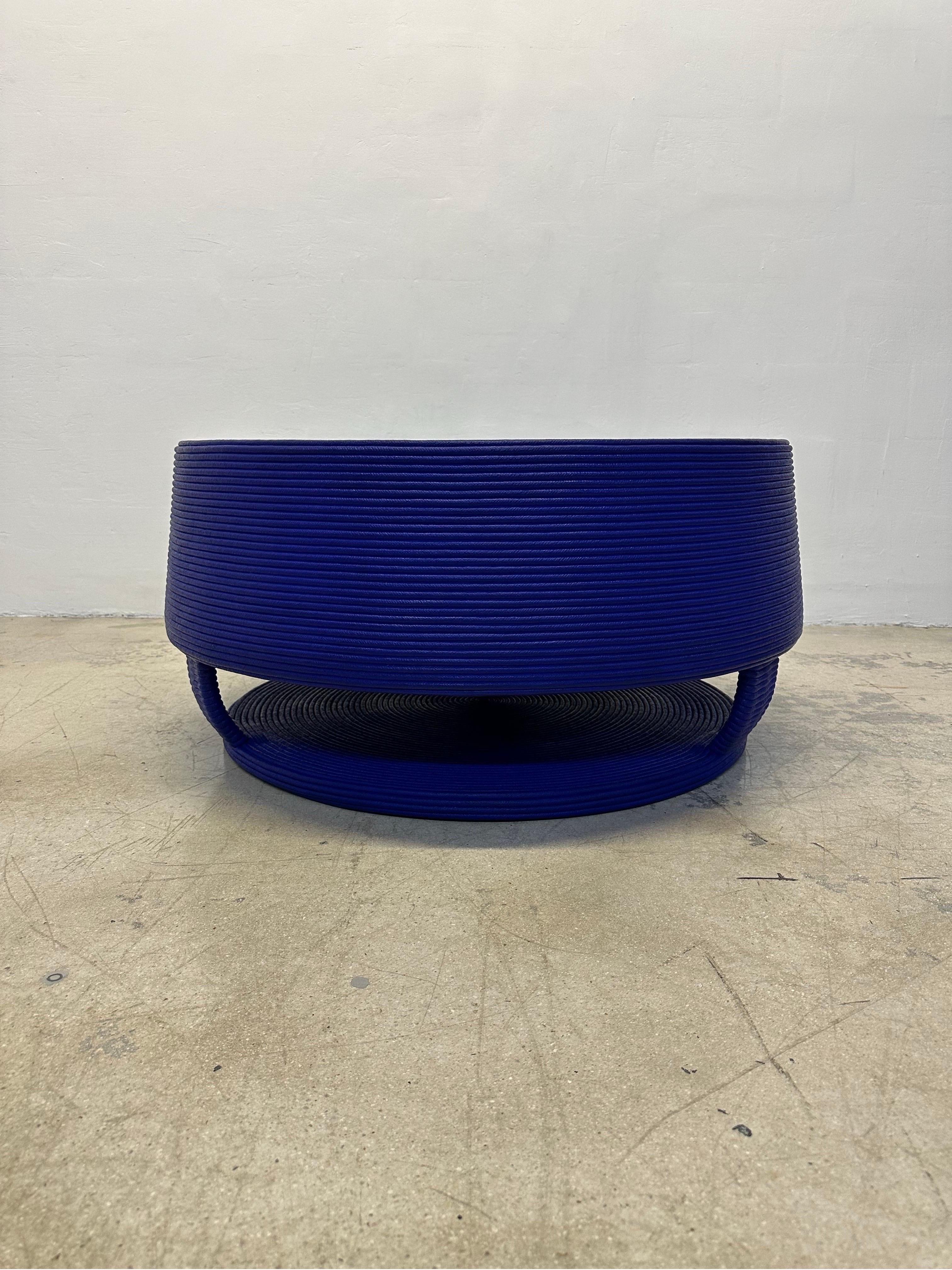 Tribal Christian Astuguevieille Afritamu Coffee Table With Yves Klein Blue Finish For Sale