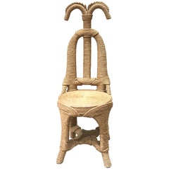 Vintage Christian Astuguevieille Hemp Rope and Wood Moiste MS 1003 Chair