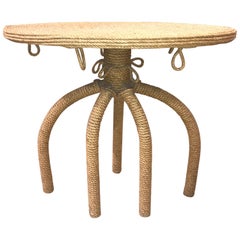 Christian Astuguevieille Hemp Rope and Wood Oval Side Table