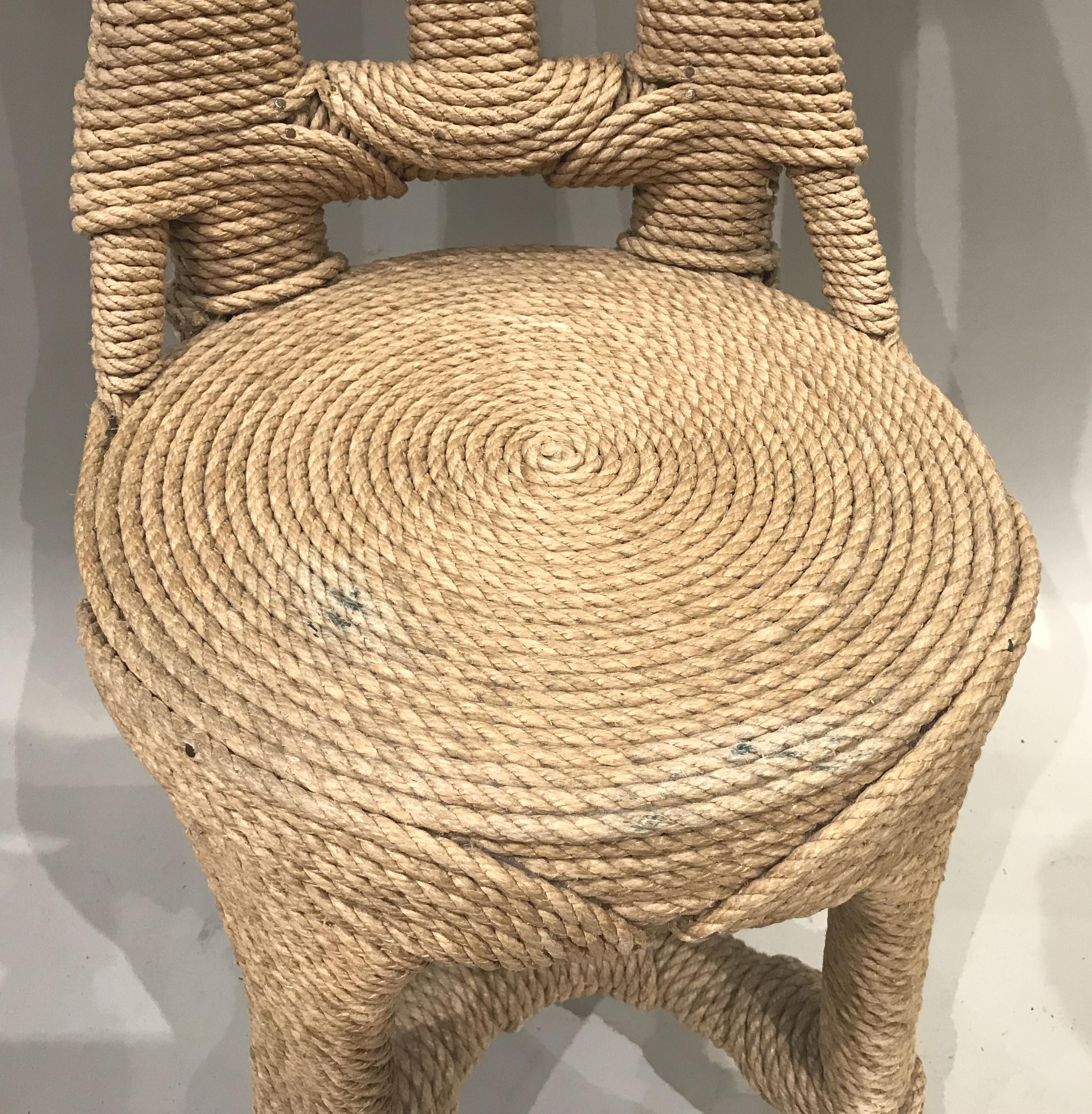 Hand-Crafted Christian Astuguevieille Hemp Rope and Wood Moiste MS 1003 Chair