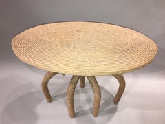 Christian Astuguevieille Hemp Rope and Wood Oval Side Table