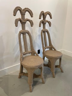 Christian Astuguevieille "Moiste" Rope-Clad Chairs, Pair