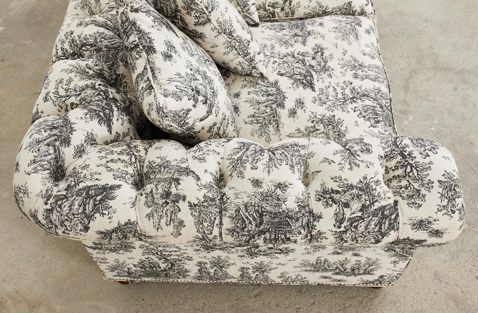 Christian Audigier Grande-Dame French Provincial Toile Tufted Sofa For Sale 5