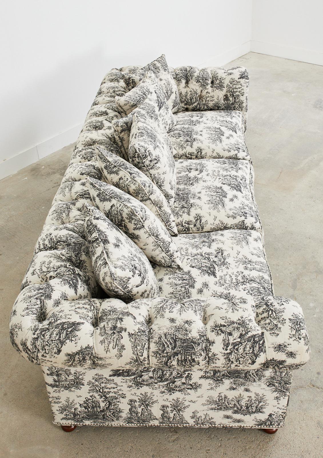Christian Audigier Grande-Dame French Provincial Toile Tufted Sofa For Sale 6