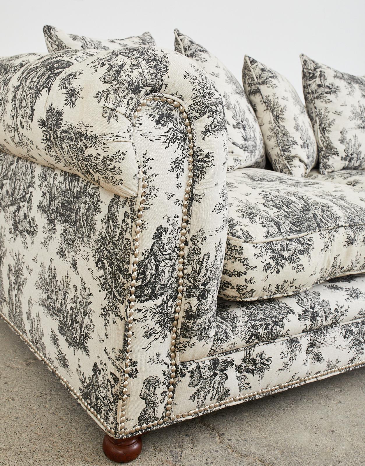 Christian Audigier Grande-Dame French Provincial Toile Tufted Sofa For Sale 7