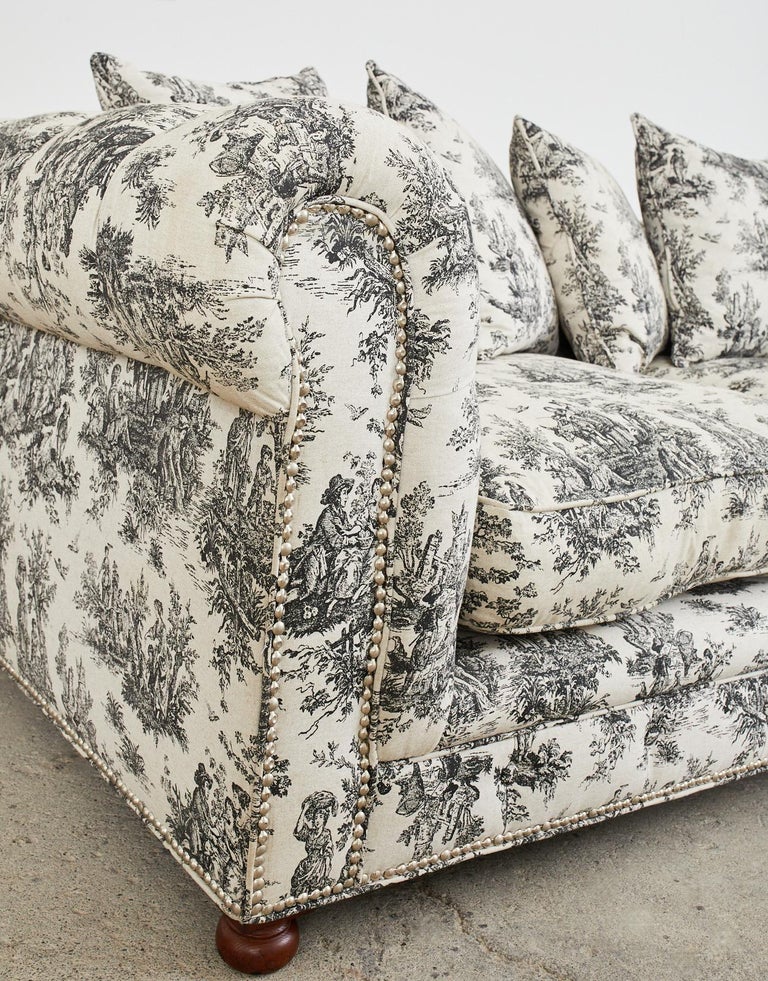 Christian Audigier Grande-Dame French Provincial Toile Tufted Sofa For Sale  at 1stDibs