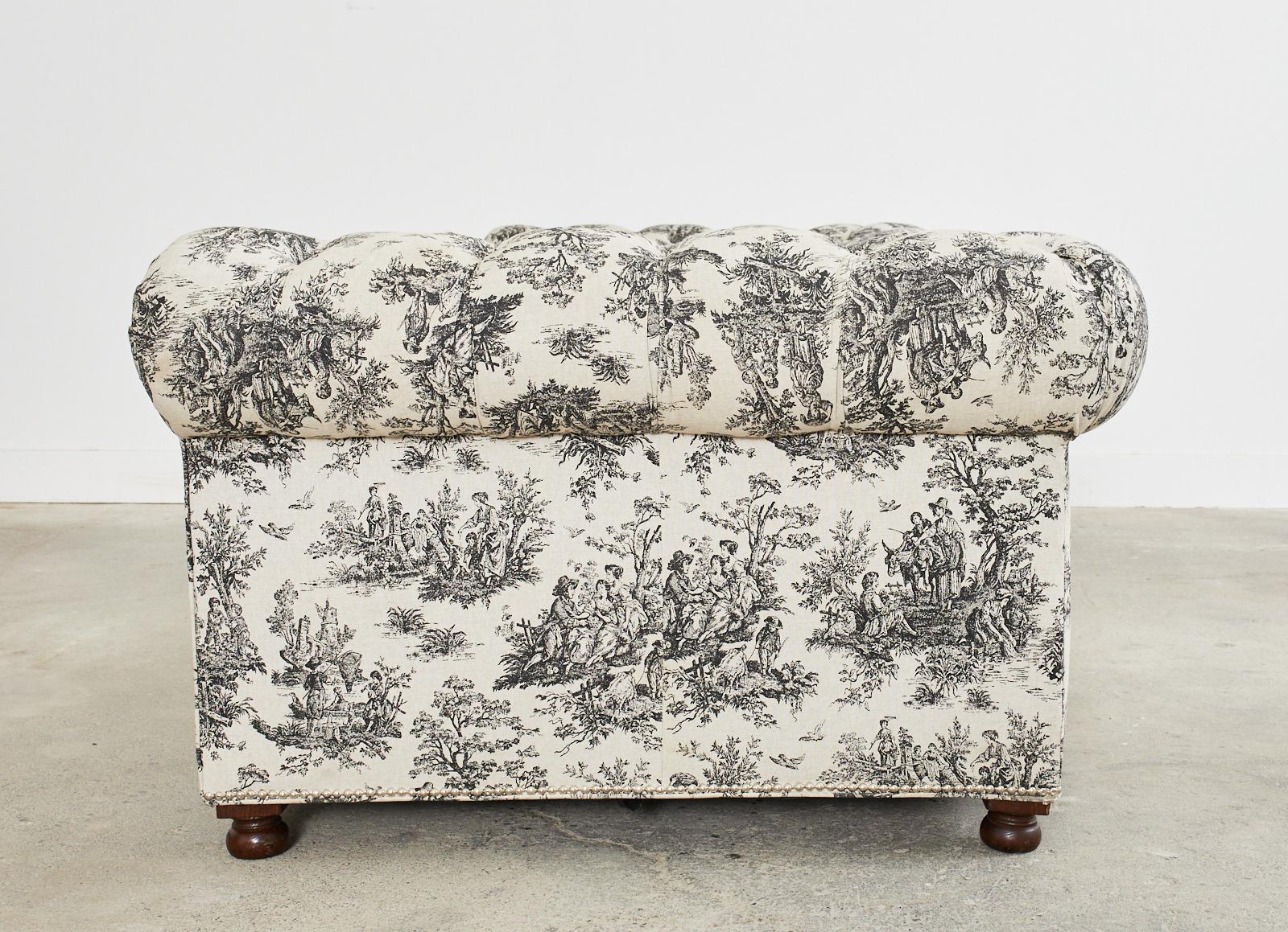 Christian Audigier Grande-Dame French Provincial Toile Tufted Sofa For Sale 10