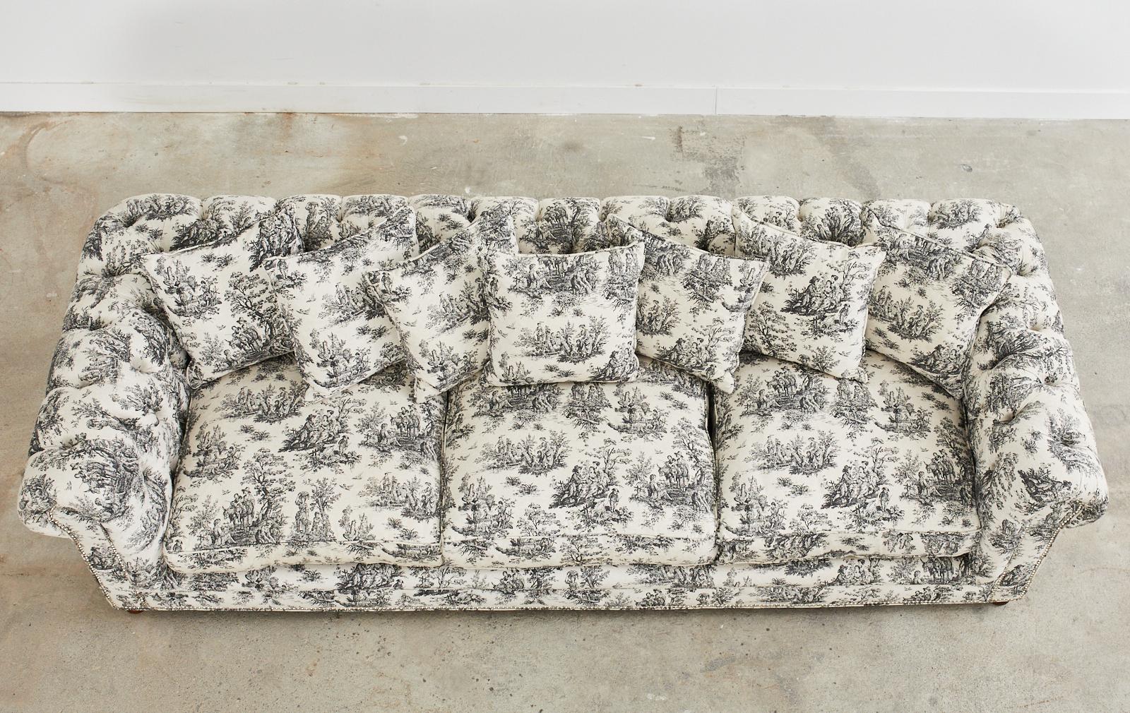 Fabric Christian Audigier Grande-Dame French Provincial Toile Tufted Sofa For Sale