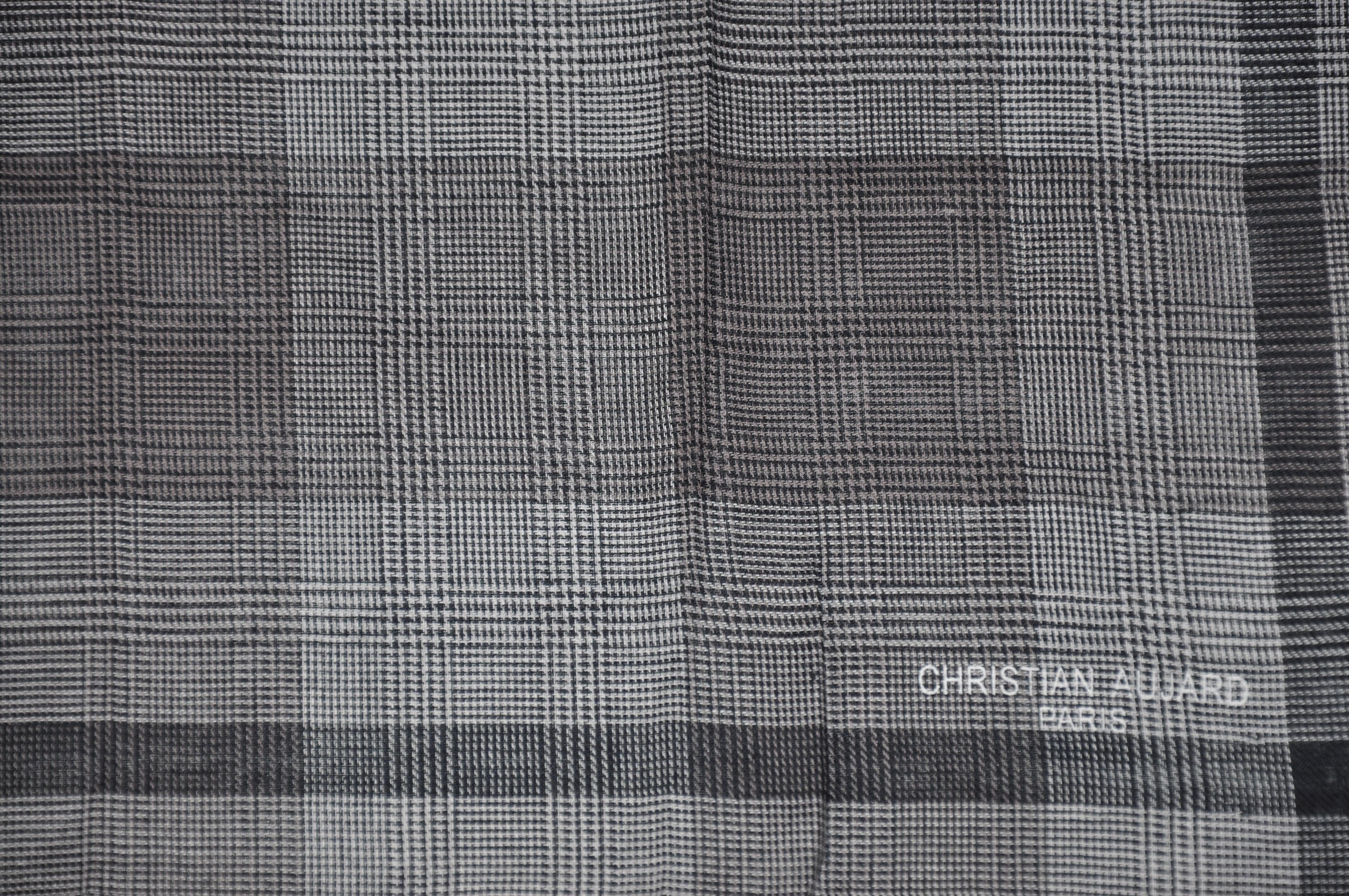 Women's or Men's Christian Aujard Shades of Gray Micro Checkered Cotton Handkerchief For Sale
