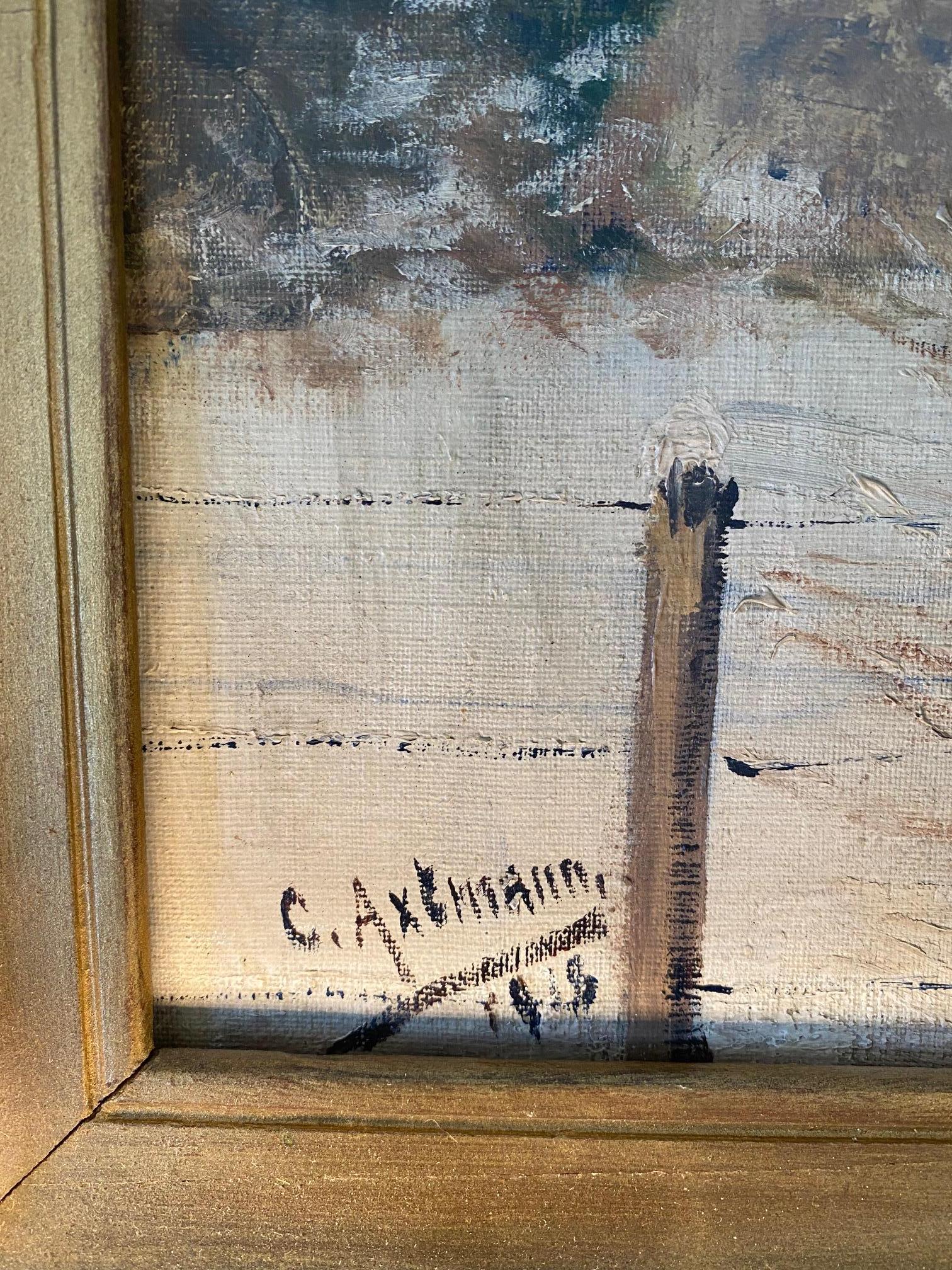 Schneefarm in der Schweiz von Christian Axtmann - Öl auf Leinwand 37x55 cm im Angebot 3