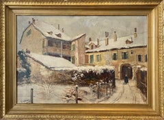 La ferme des neiges en Suisse par Christian Axtmann - Huile sur toile 37x55 cm