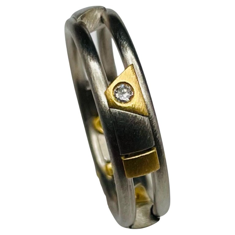 Christian Bauer 18K Yellow Gold Platinum and Palladium "Moving Line" Ring  For Sale at 1stDibs | bauer ring, bauer moving, gold christian ring