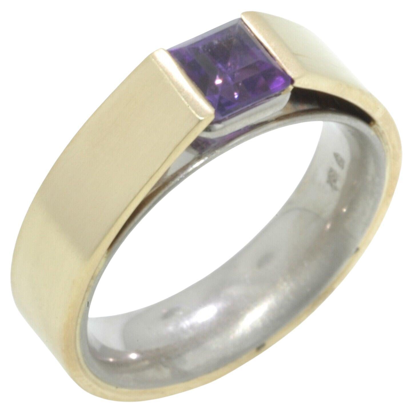 Christian Bauer "Classic Line" 18K Yellow and White Gold Amethyst Ring For Sale