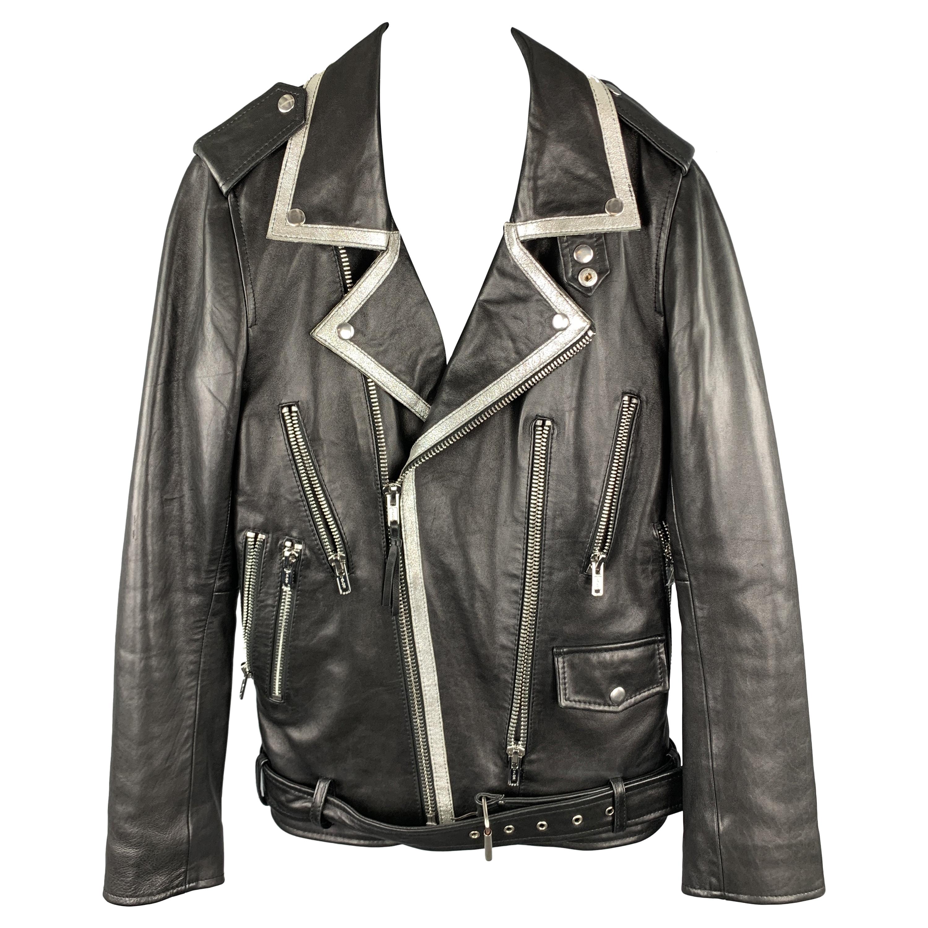 xs black leather jacket