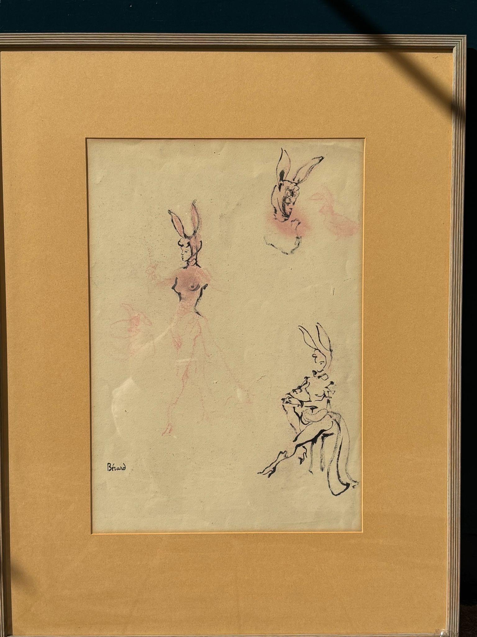 Français Christian Bérard Ink Drawing for a Cabaret en vente
