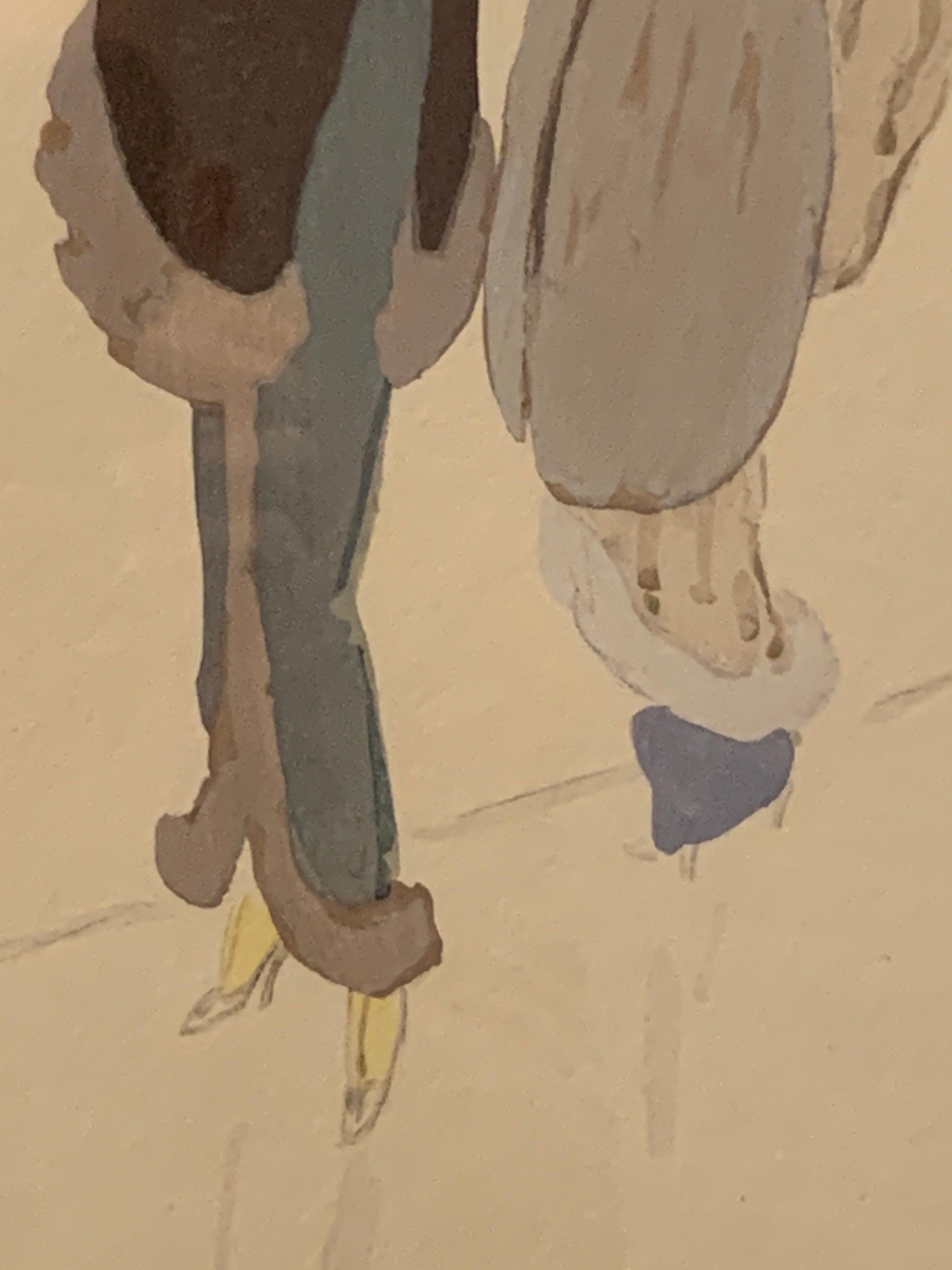 Mid-20th Century Christian Berard Style Watercolor and Hand Drawn Fashion Rendering