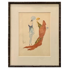 Aquarelle de style Christian Bérard et rendu de mode dessinée à la main