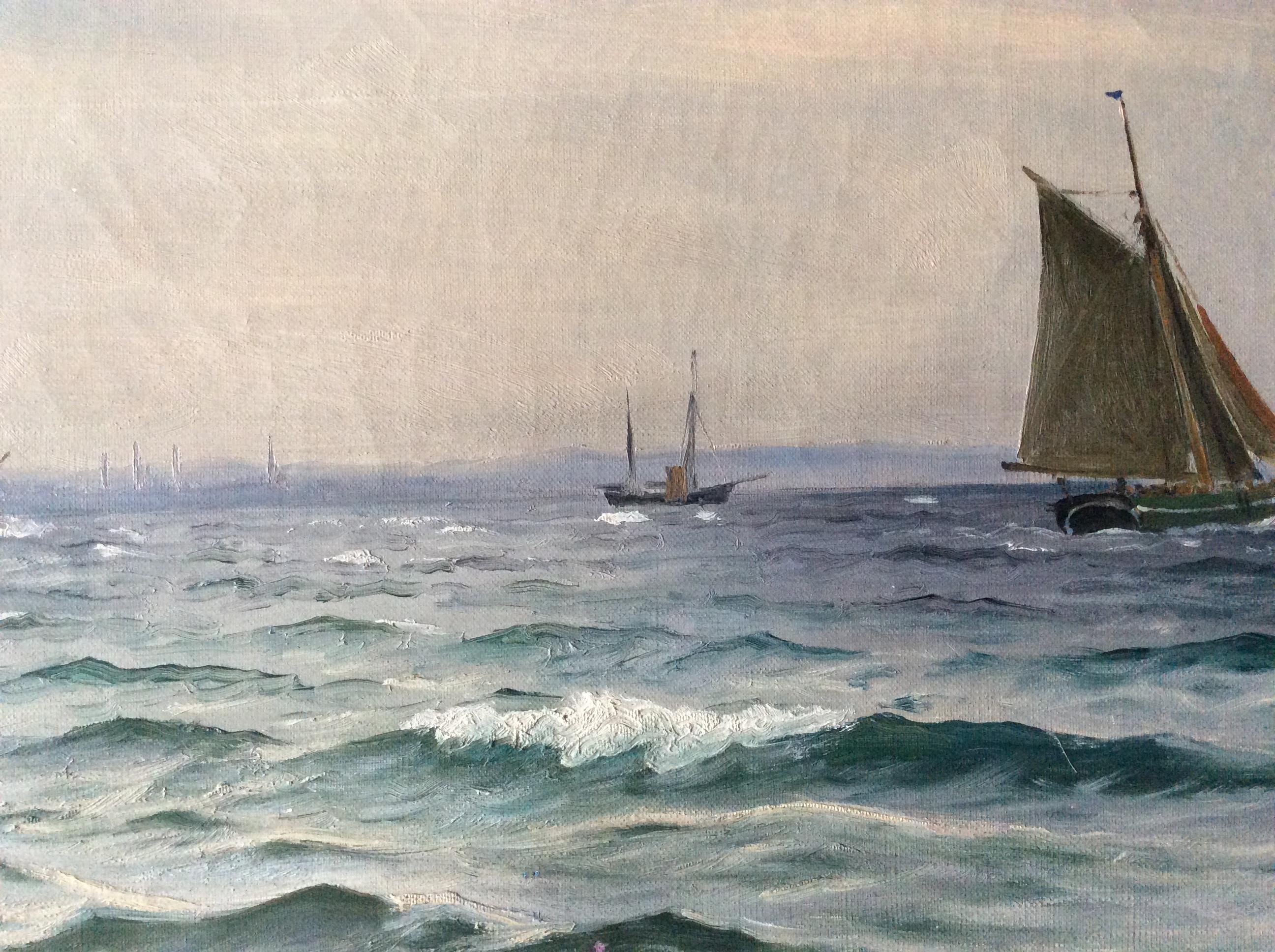 Danish Christian Blache Marine Painting, 1897