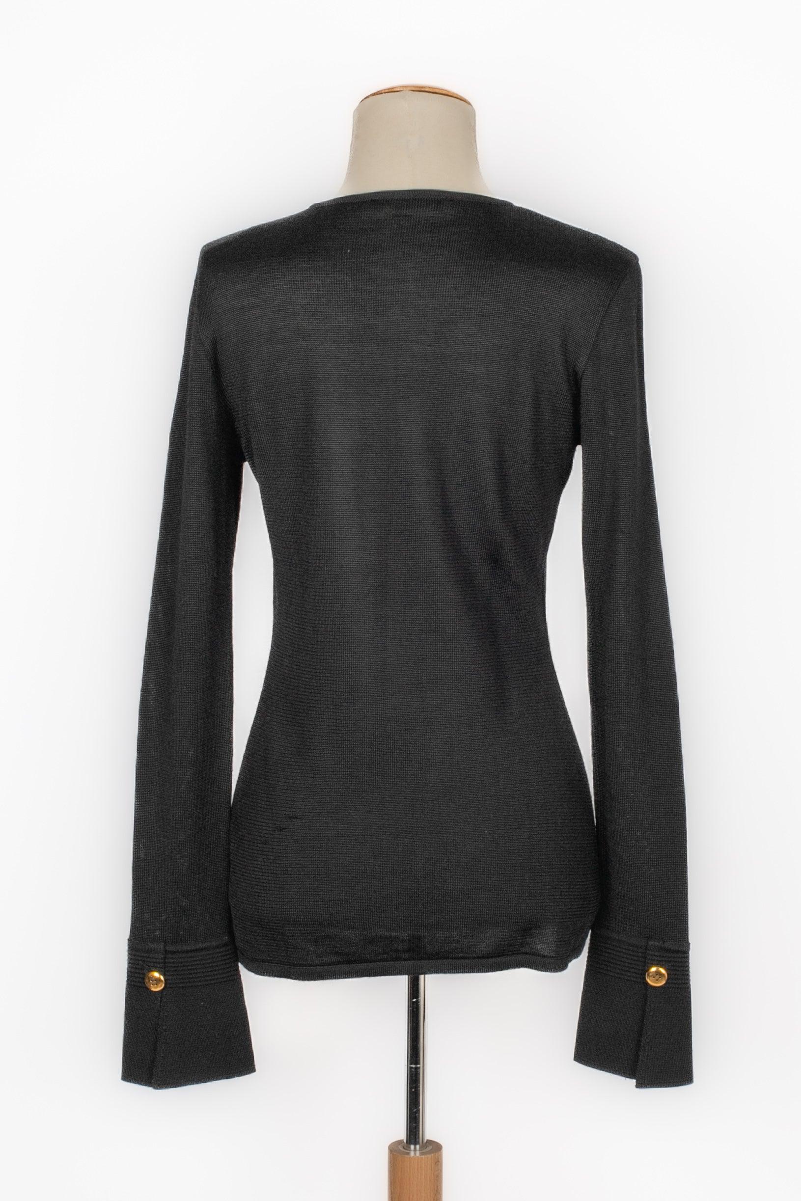 Christian Black Mesh Long-Sleeved Dior Top In Good Condition For Sale In SAINT-OUEN-SUR-SEINE, FR