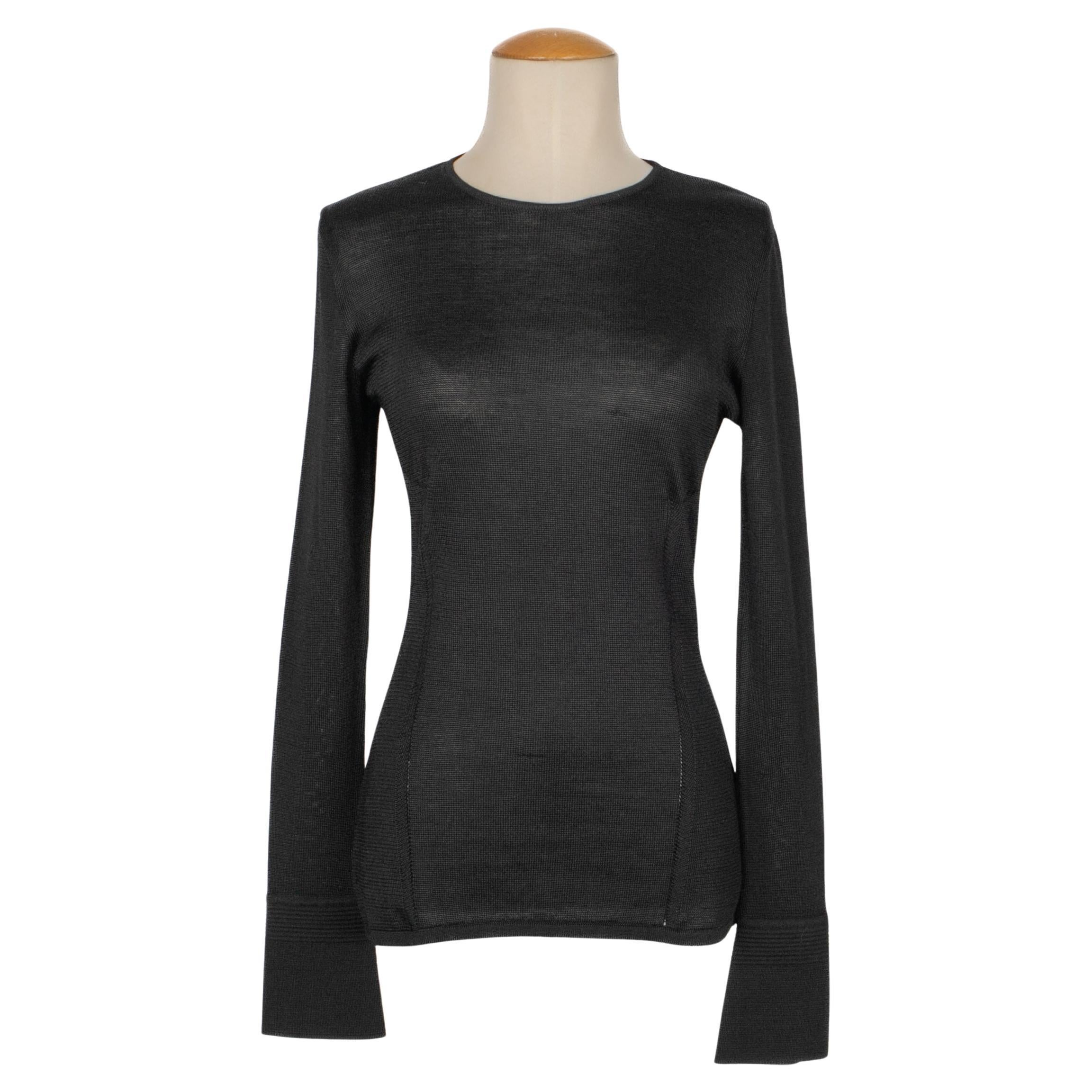 Christian Black Mesh Long-Sleeved Dior Top For Sale