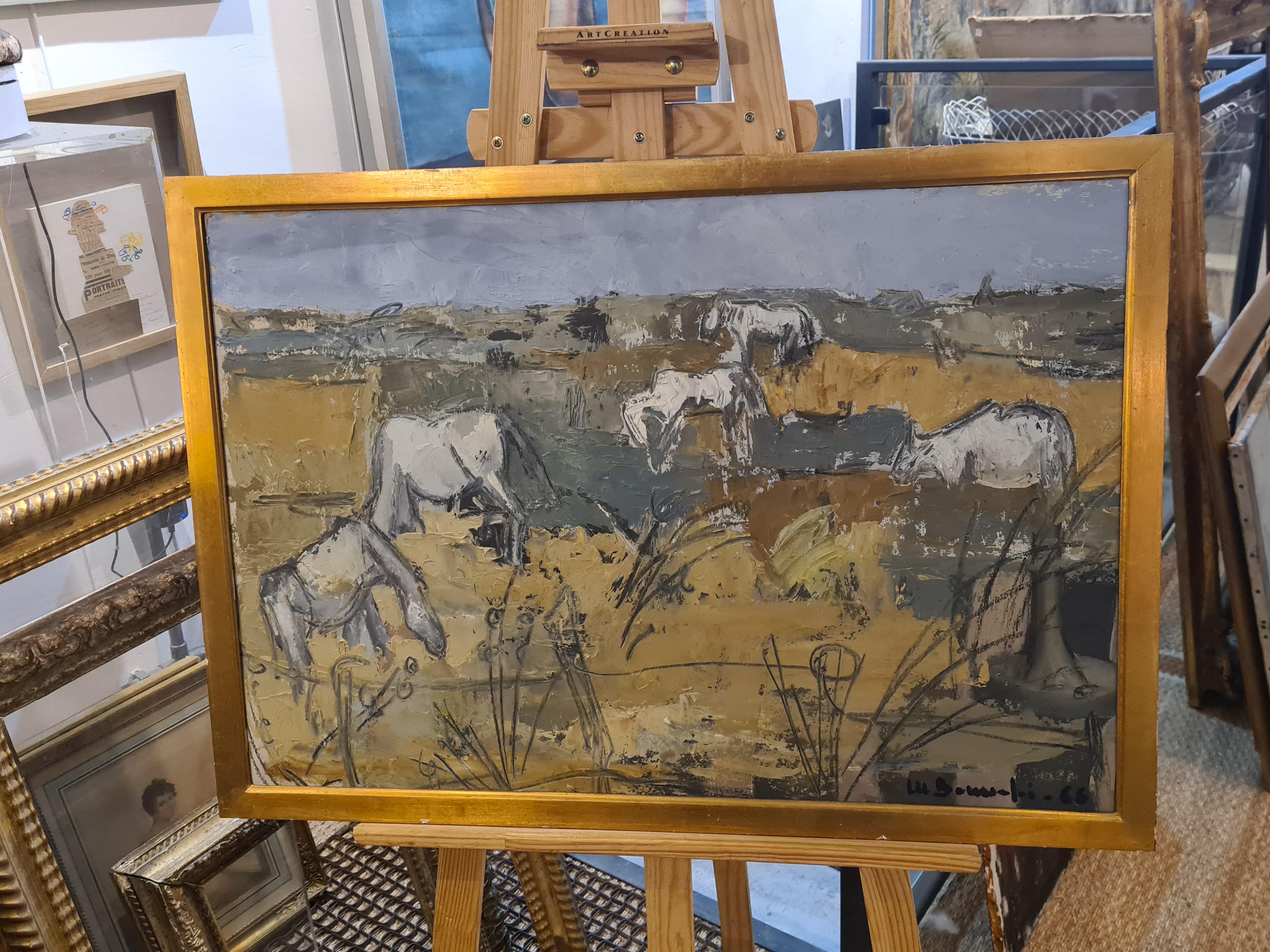 Campo di colore della metà del 20° secolo, Cavalli in una  Paesaggio, Chevaux Dans la Camargue in vendita 6