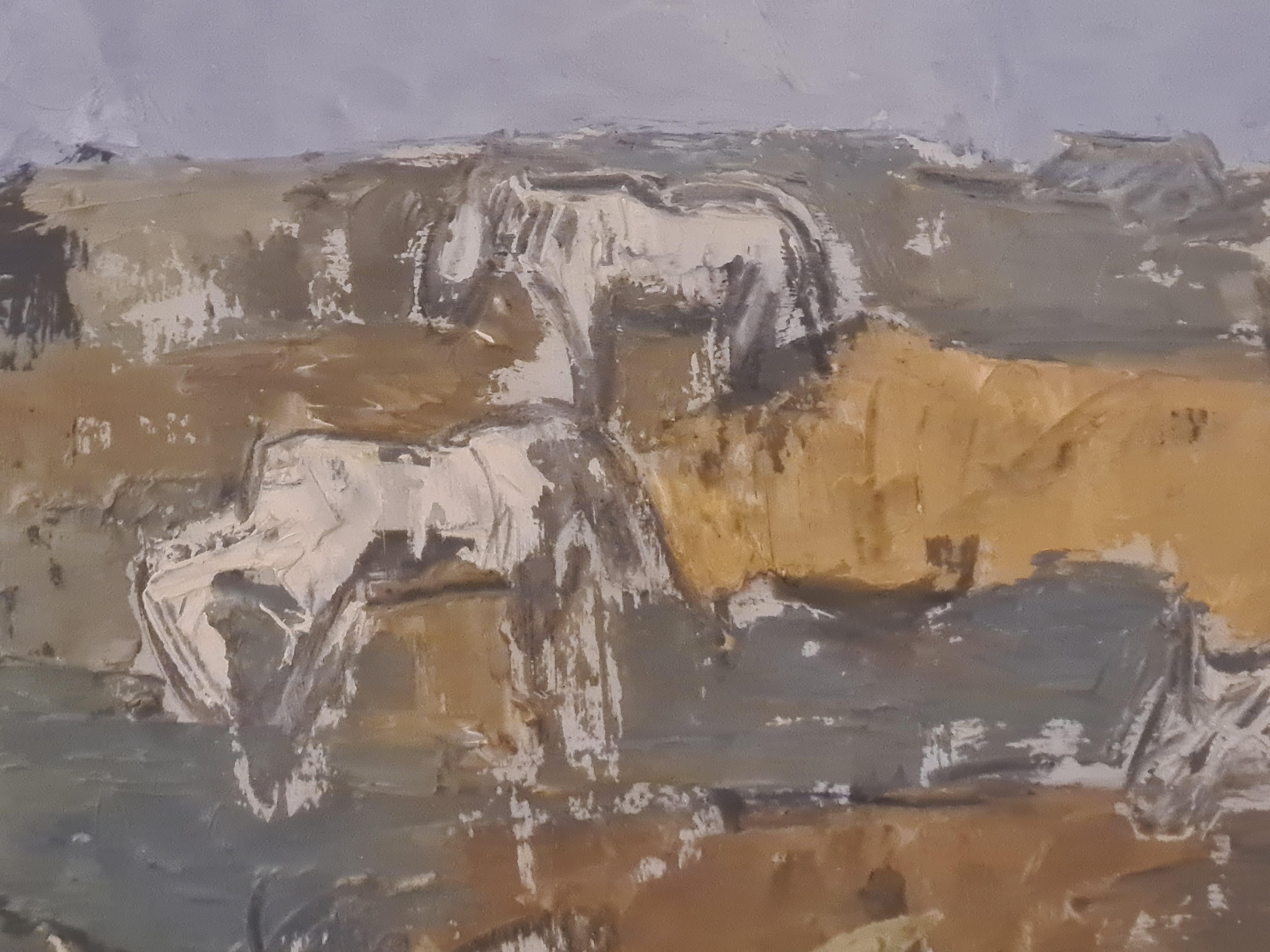 Campo di colore della metà del 20° secolo, Cavalli in una  Paesaggio, Chevaux Dans la Camargue in vendita 1
