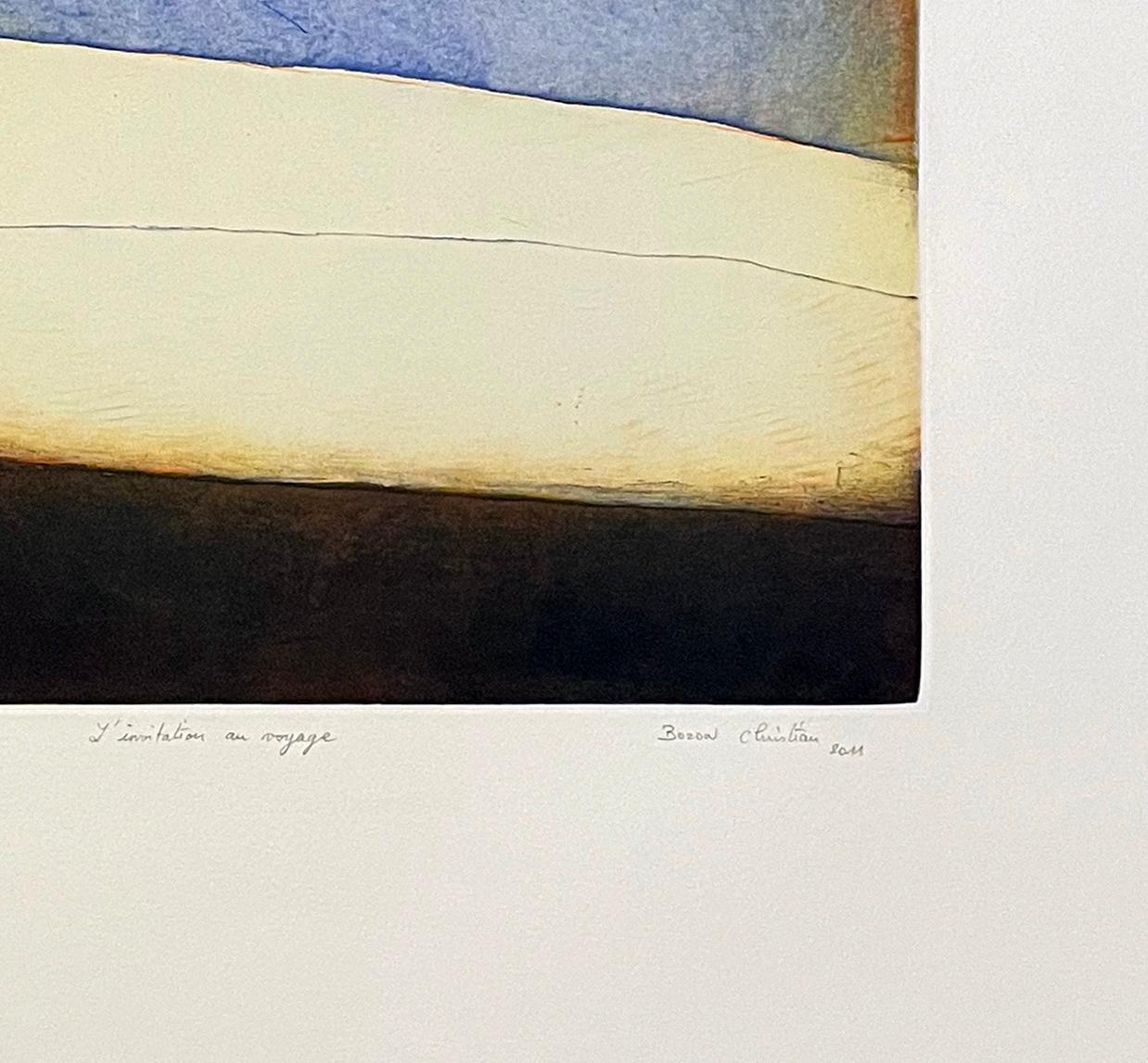L'Invitation au Voyage (Grau), Abstract Print, von Christian Bozon
