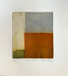 Paisaje Ideal - Punta seca abstracta y aguatinta al ocre de Bozon