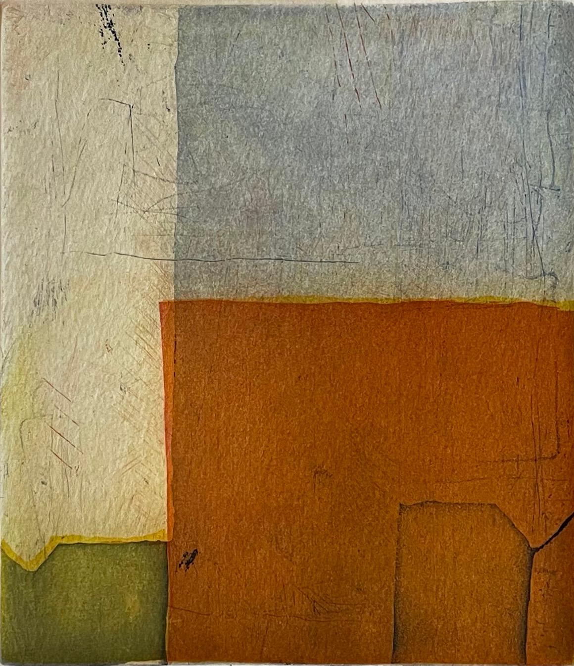 Abstract Print di Christian Bozon - Paisaje Ideal — Abstract Drypoint 
Aquatint in Ochre by Bozon