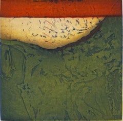 Pastoral — Abstract Etching in rust, ochre and green by Christian Bozon
