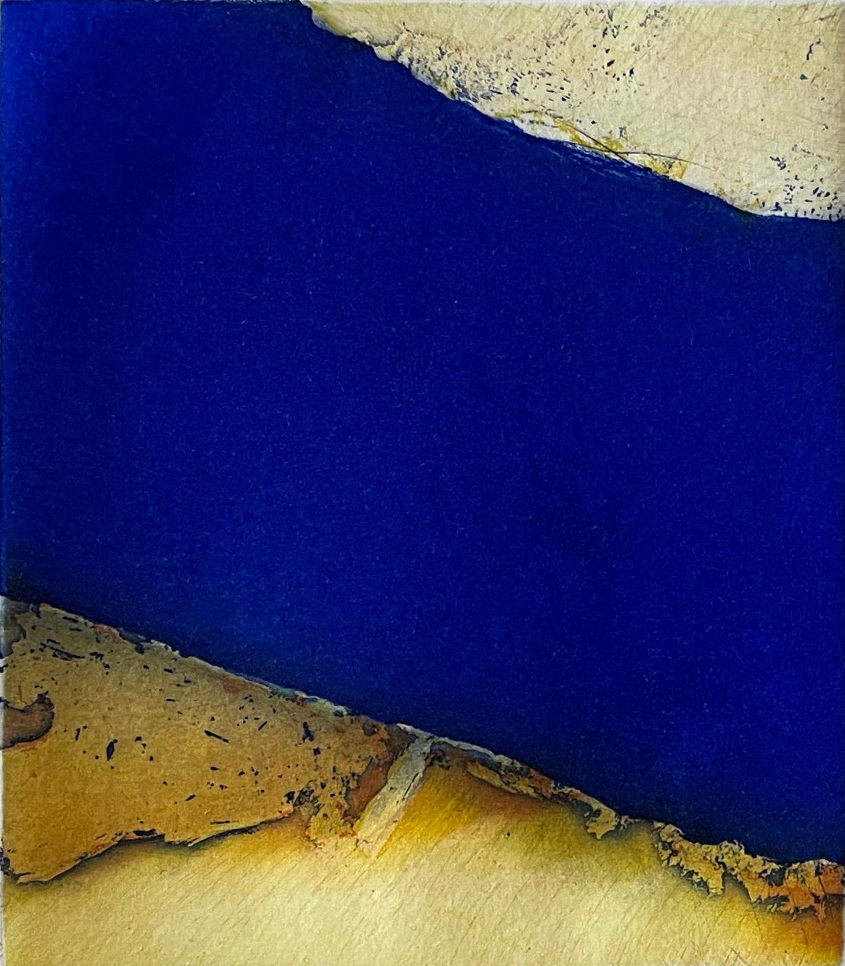 Christian Bozon Landscape Print – Ribera — Abstract Drypoint 
Aquatint in Deep Blue by Bozon