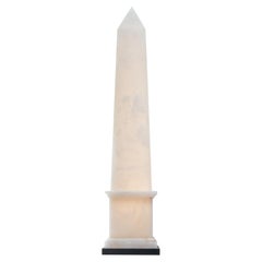 Christian Caudron, Contemporary Obelisk Lamp, White Alabaster, Marble Base