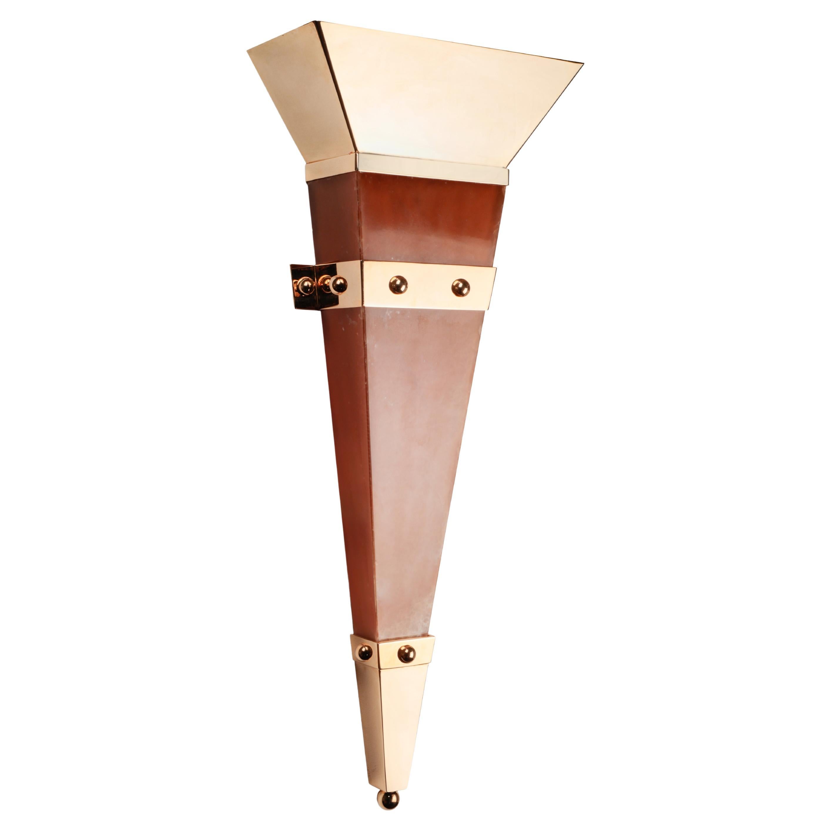 Christian Caudron, Contemporary Sconce, Onyx and Brass, Gilded with Fine Gold For Sale