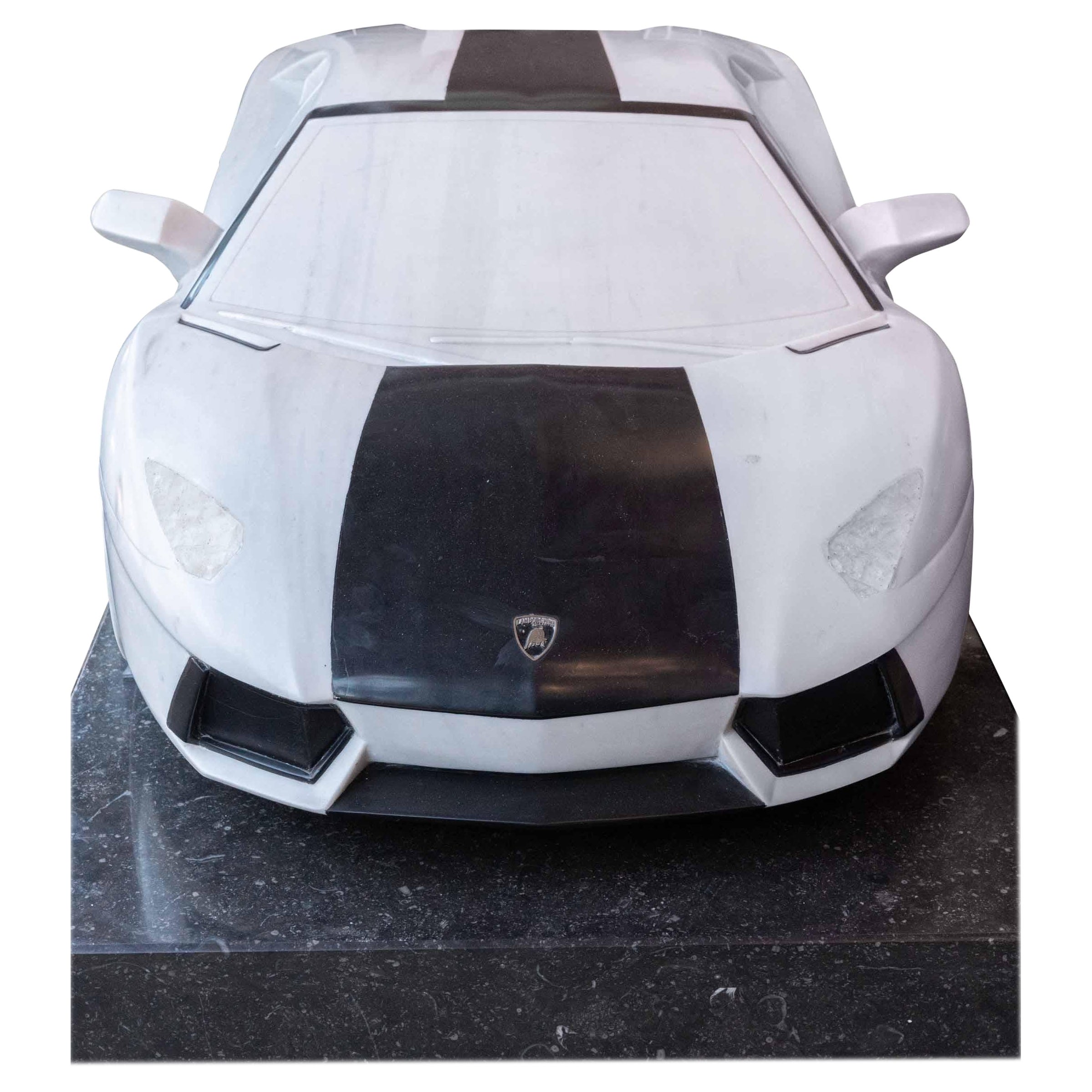 Christian Caudron, Lamborghini Adventador LP700-4 Sculpture, Marble Rock Crystal For Sale