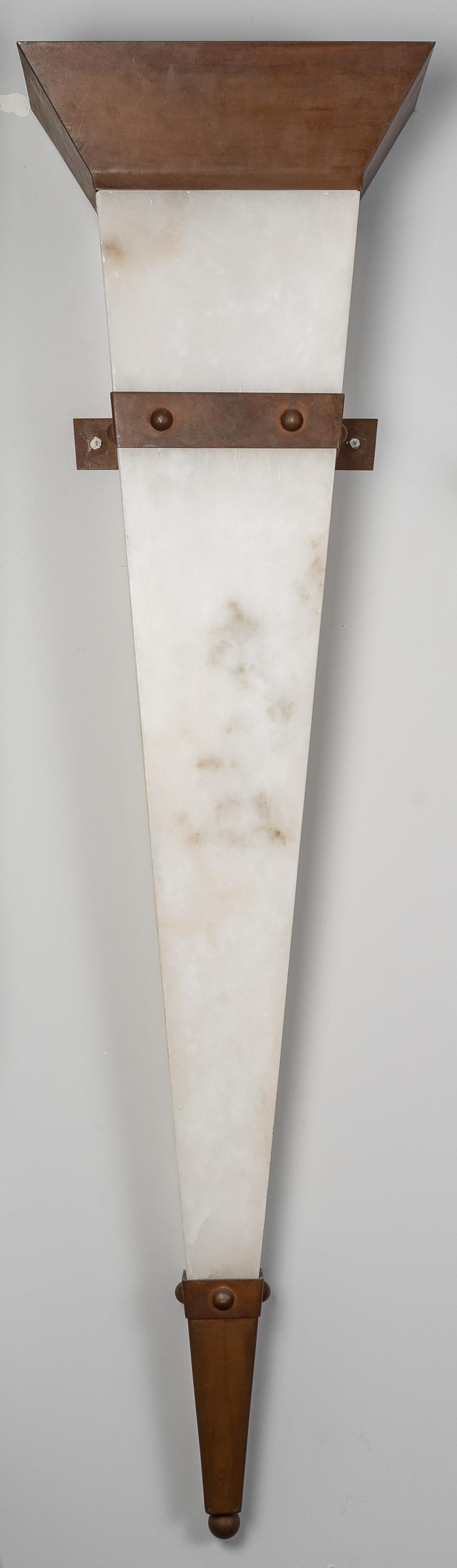 Christian Caudron, Large Contemporary Sconce, Alabaster, Fixings in Corten Steel For Sale 6