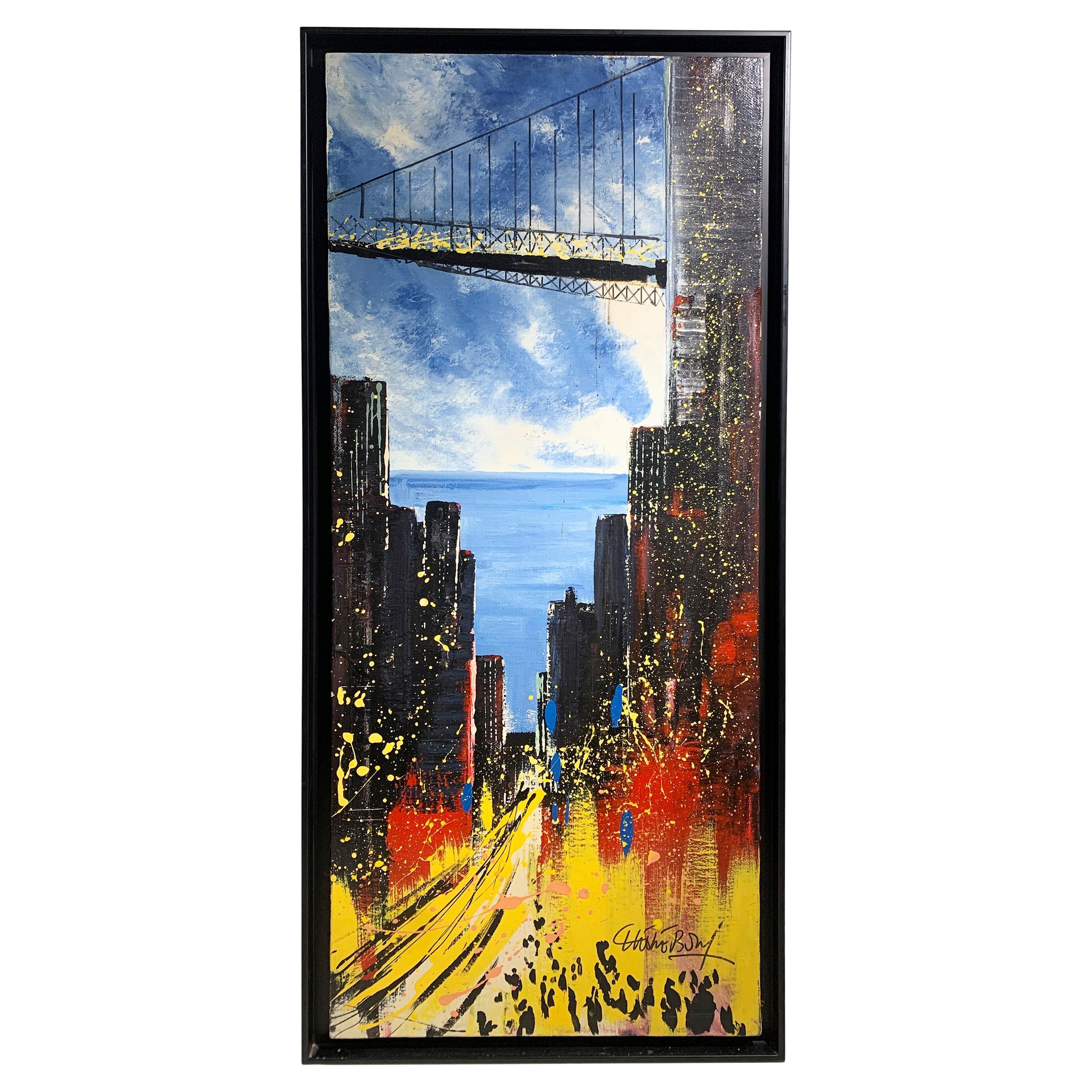 Christian Claerbout Expressionist New York Cityscape Painting, Signed