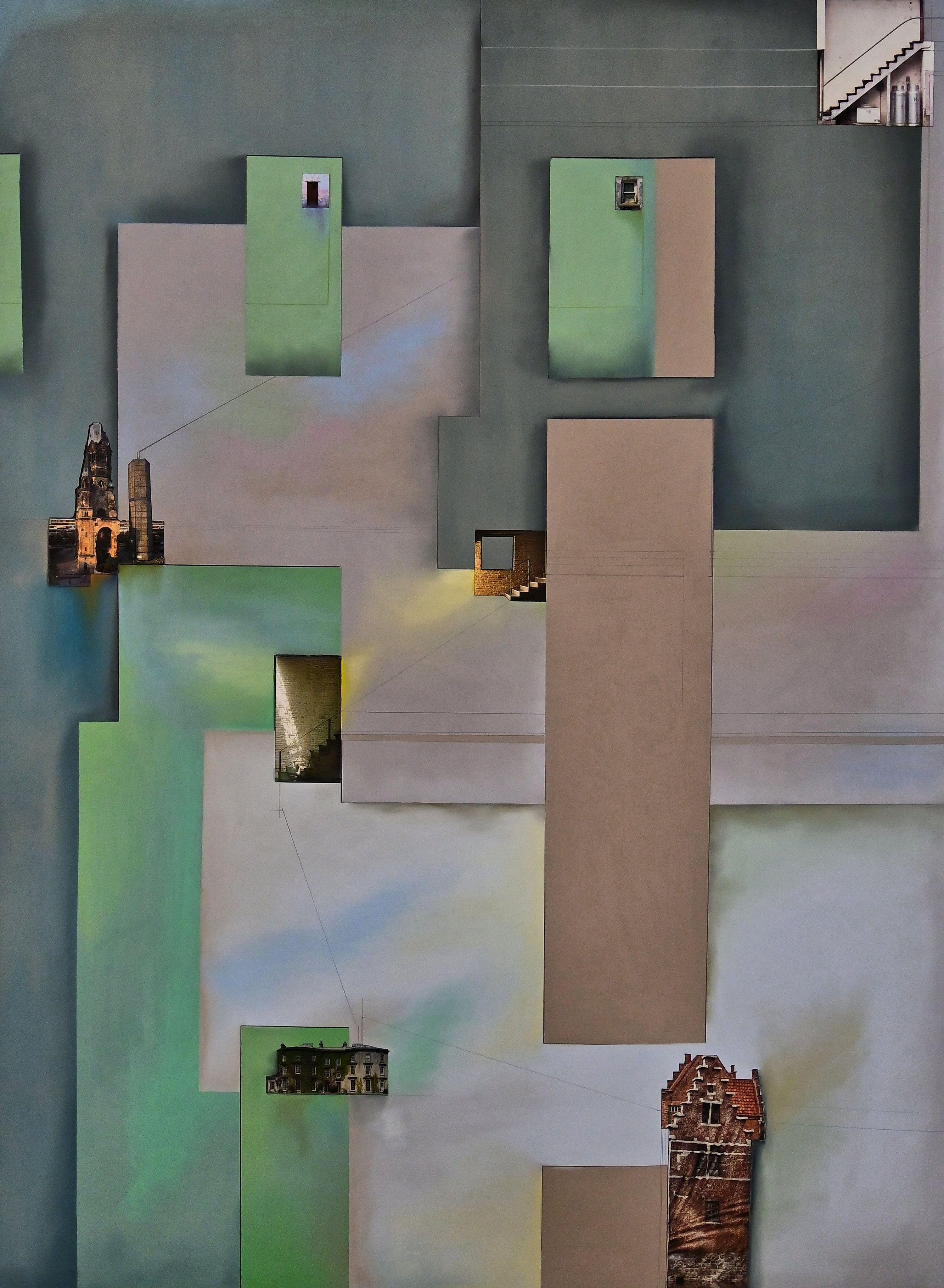 Christian Culver Abstract Painting - Metropolitan Landscapes #1, Painting, Pastels on Paper