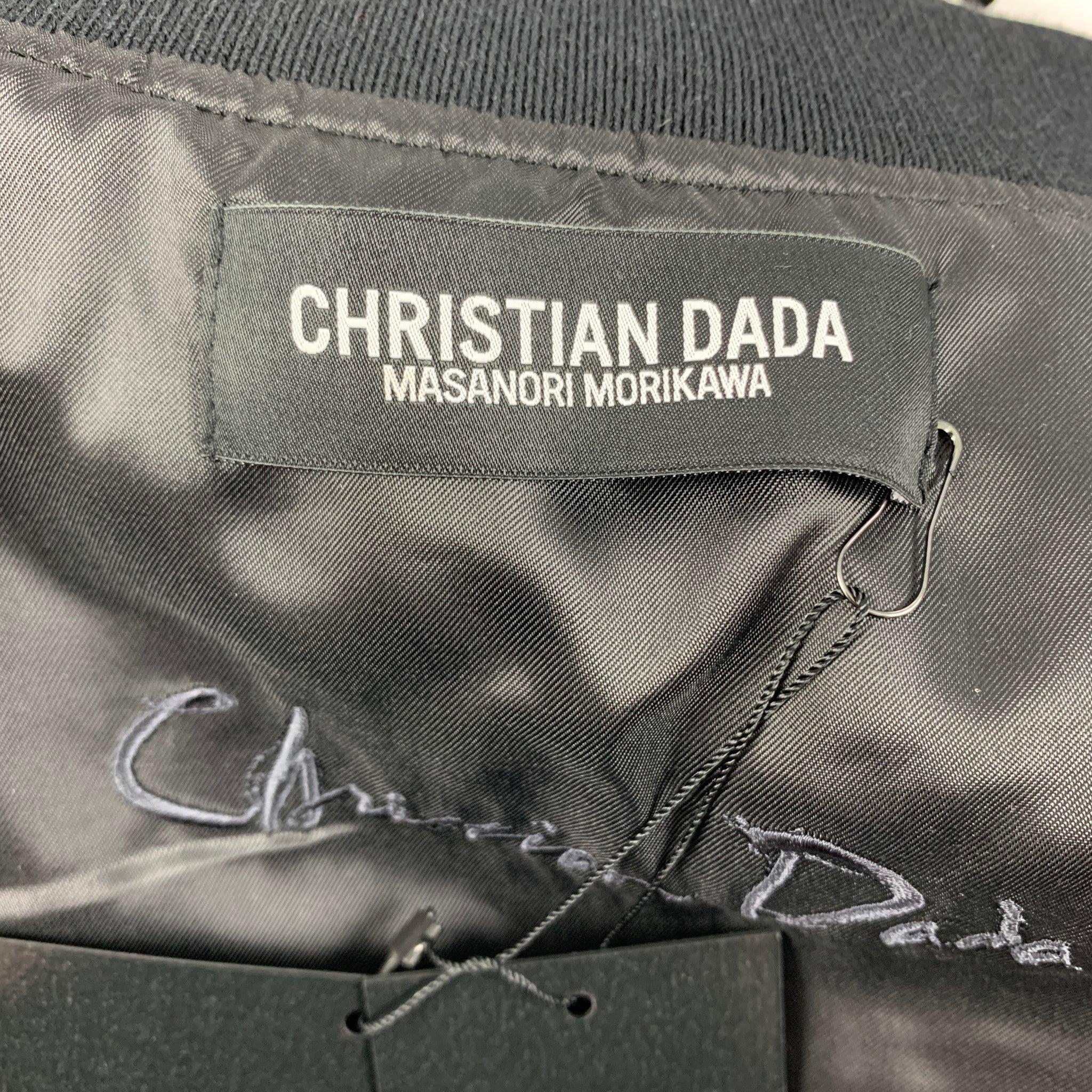 CHRISTIAN DADA FW 19 Size 42 Black Cotton Velvet Embroidery Bomber Jacket 3