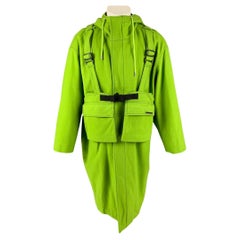 CHRISTIAN DADA Size 38 Green Solid Wool Hooded Melton Coat