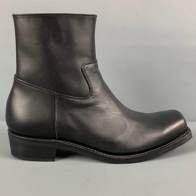 CHRISTIAN DADA Size 9 Black Leather Side Zipper Boots For Sale at 1stDibs