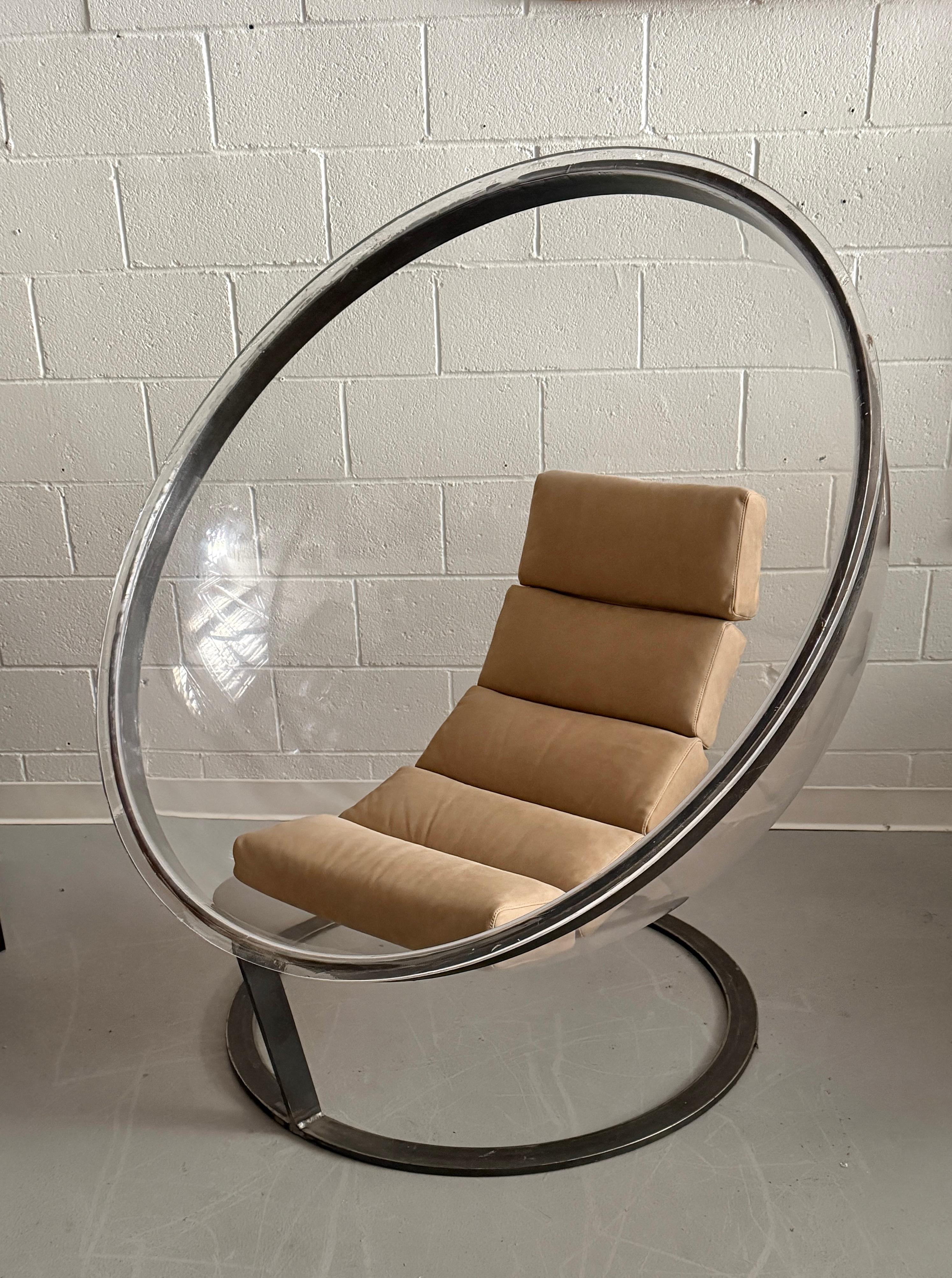 Christian Daninos Lucite and Steel Sphere Bubble Bulle Chair For Sale 6