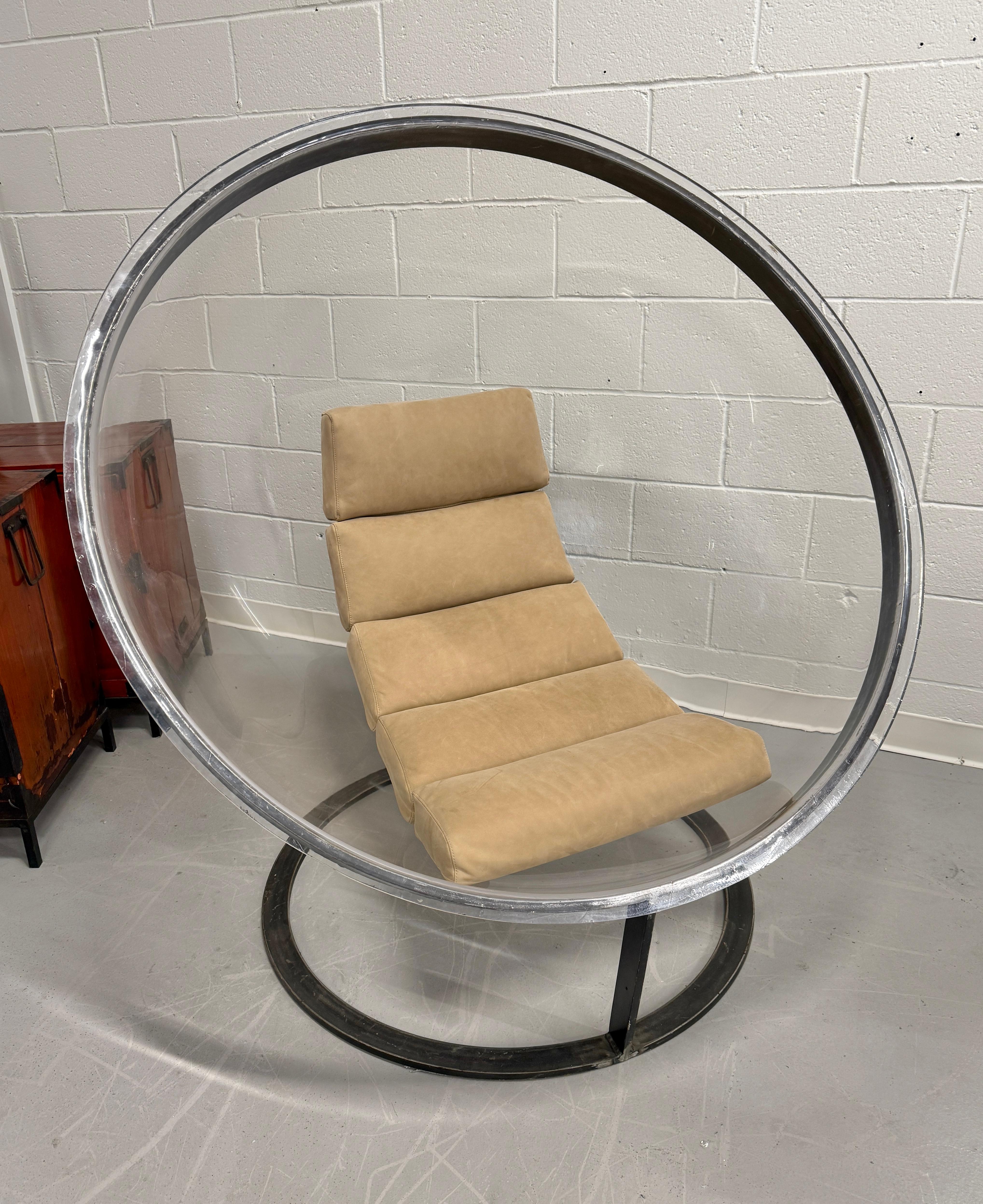 Christian Daninos Lucite and Steel Sphere Bubble Bulle Chair For Sale 3