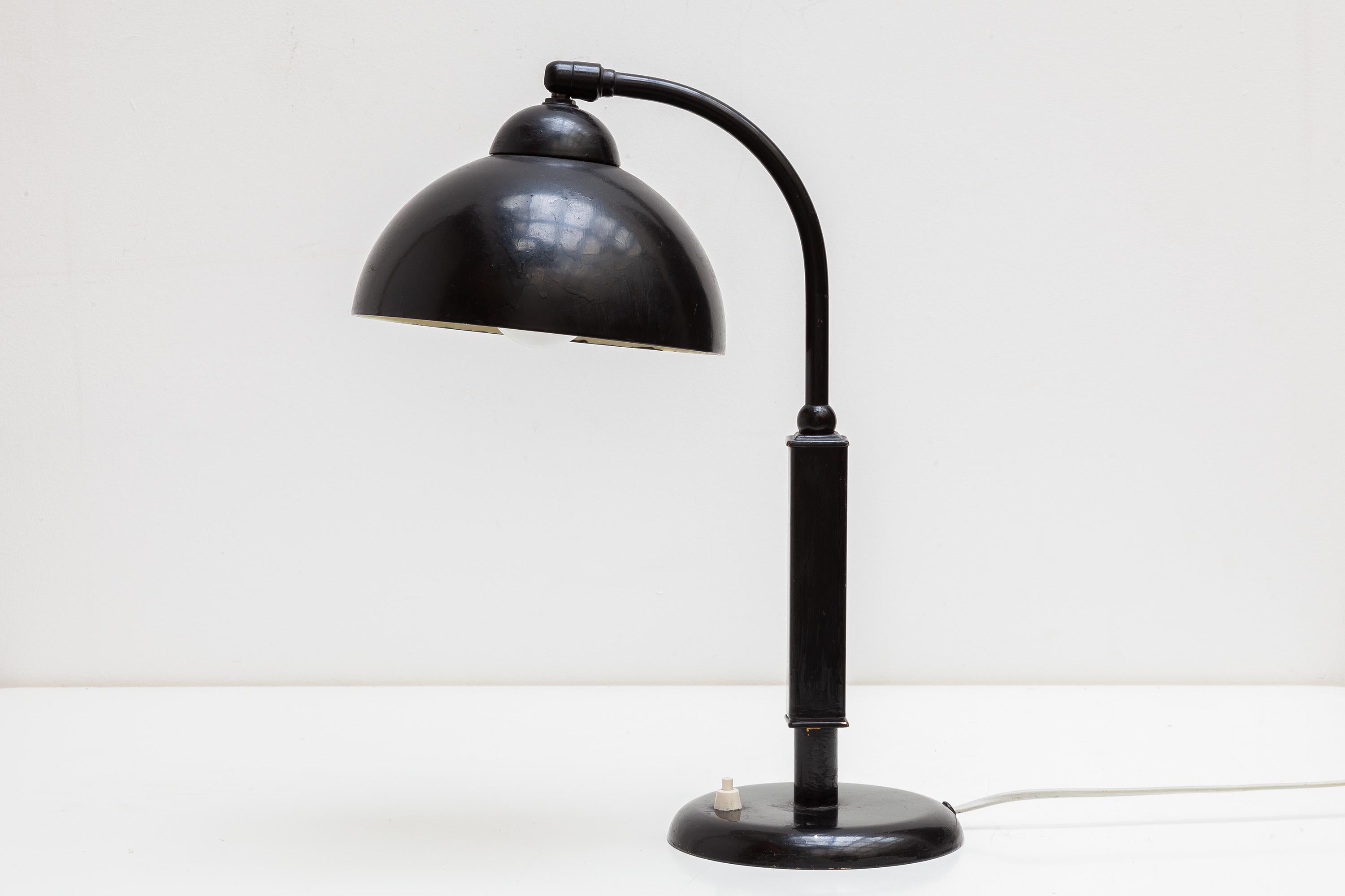 German Christian Dell Adjustable Black Bauhaus Desk Lamp, 1933 Kaiser For Sale