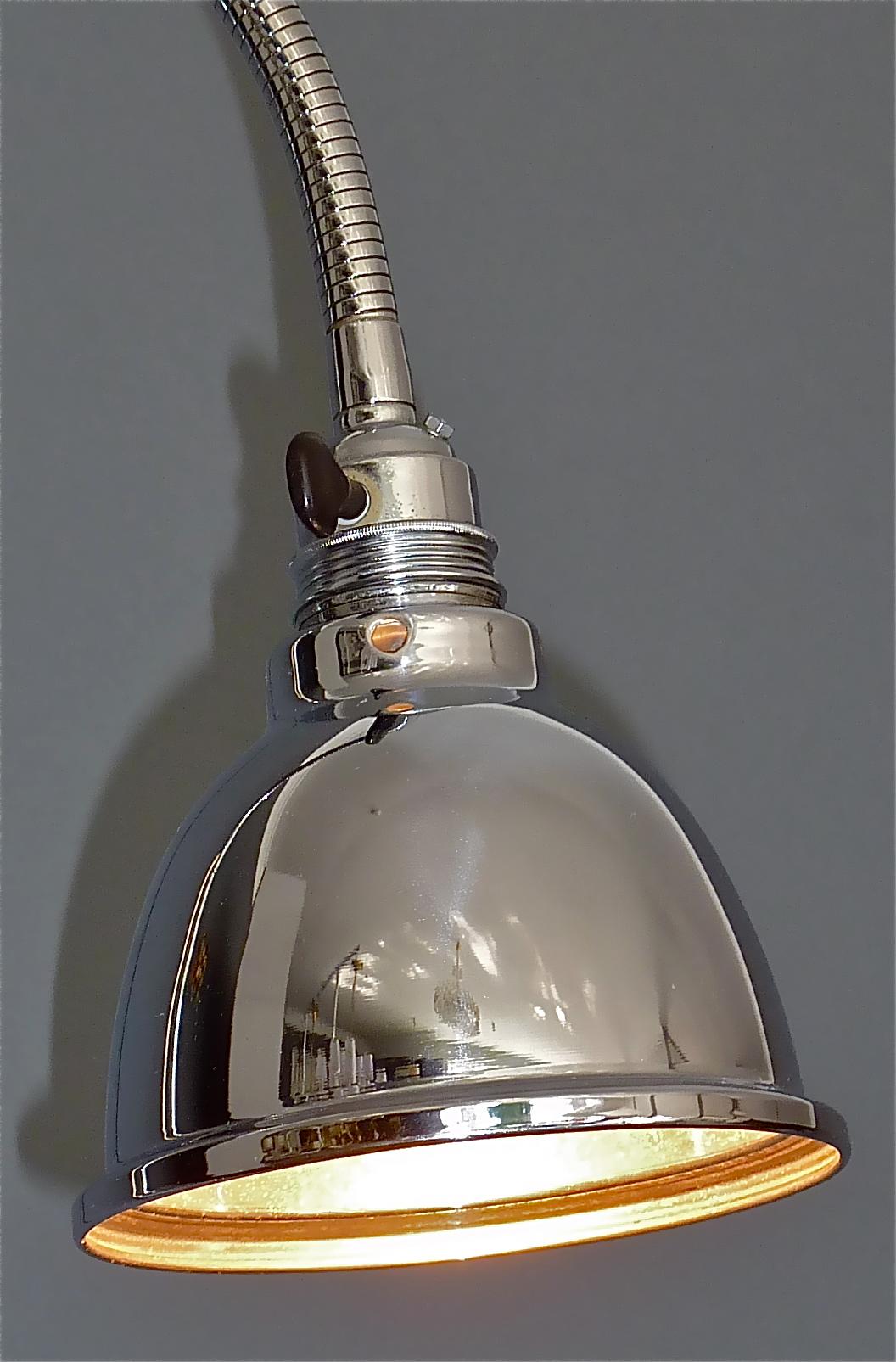 Christian Dell Bauhaus Chrome Metal Floor Standard Lamp 1930s Gooseneck Art Deco For Sale 6