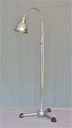 Christian Dell Bauhaus Chrome Metal Floor Standard Lamp 1930s Gooseneck Art Deco