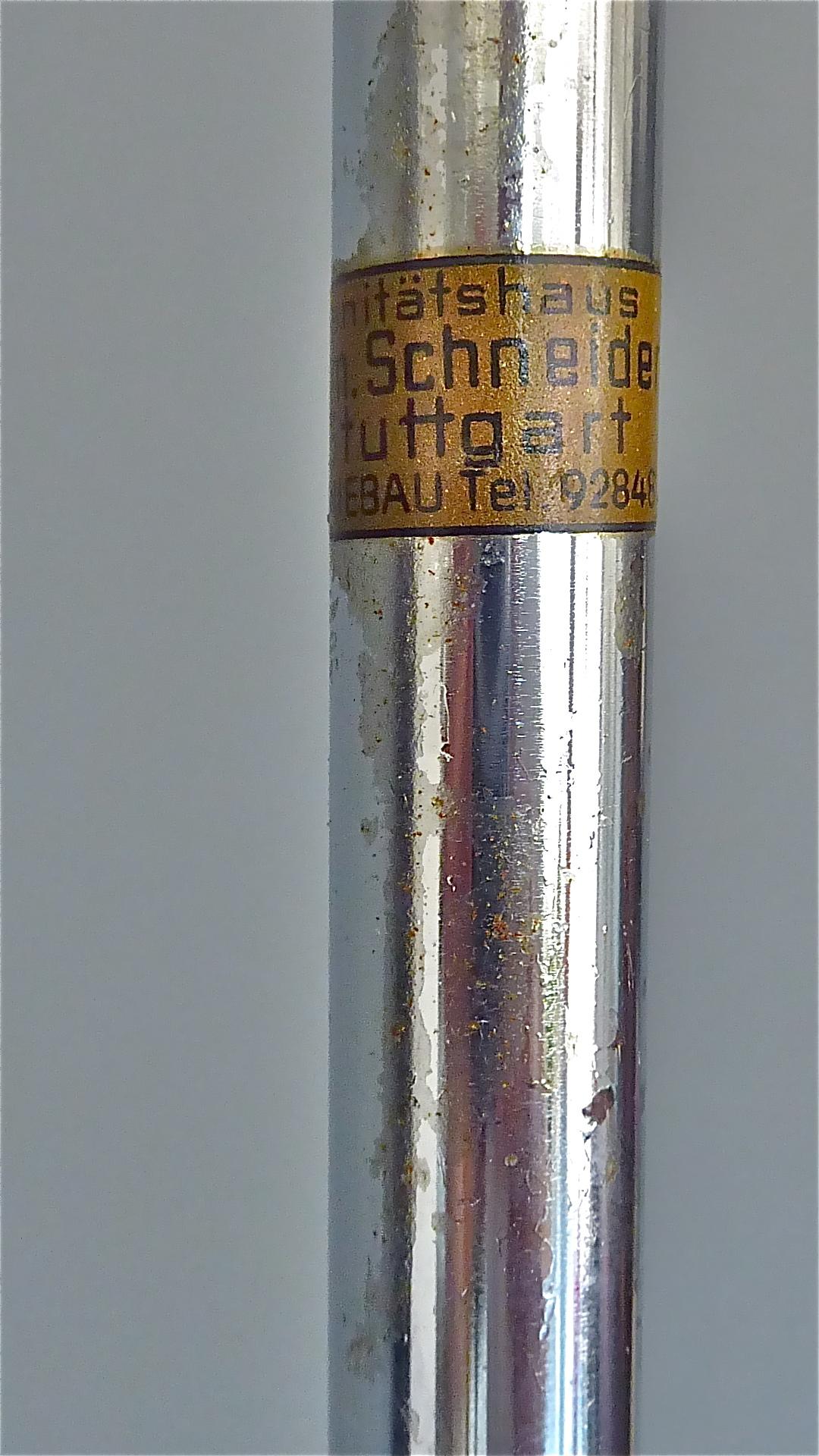 Milieu du XXe siècle Lampadaire standard à col de cygne en métal chromé Christian Dell Bauhaus Art Déco des années 1930 en vente