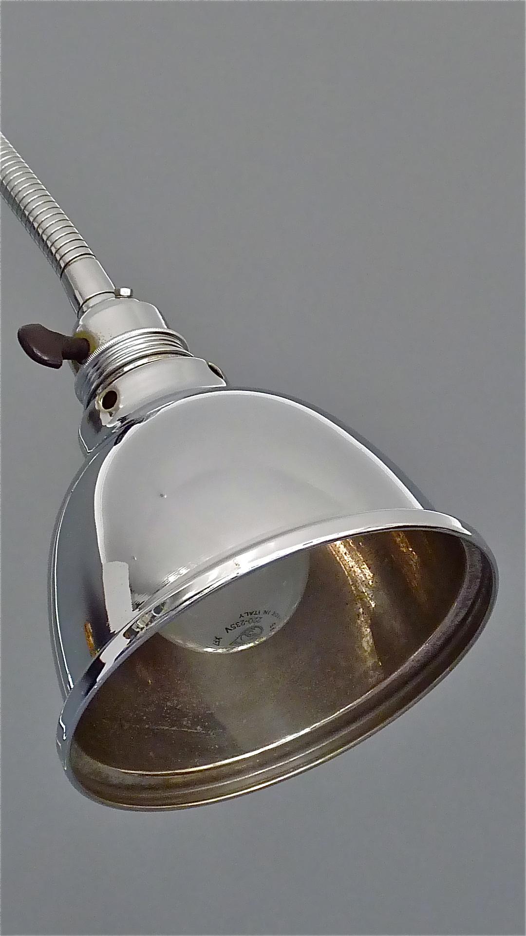 Christian Dell Bauhaus Chrome Metal Floor Standard Lamp 1930s Gooseneck Art Deco For Sale 2