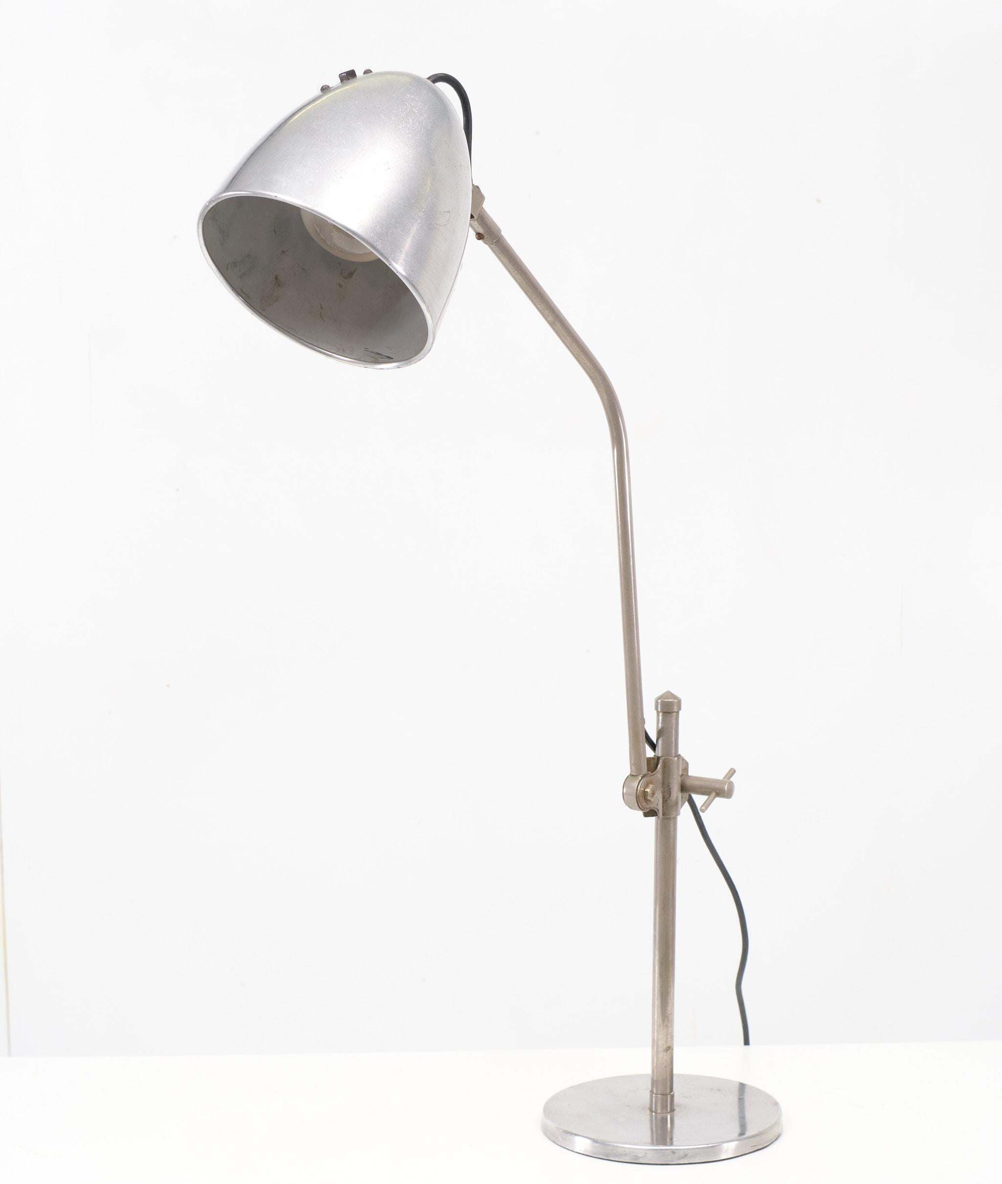 Aluminum Christian Dell  Bauhaus Desk lamp 1930s Germany  For Sale