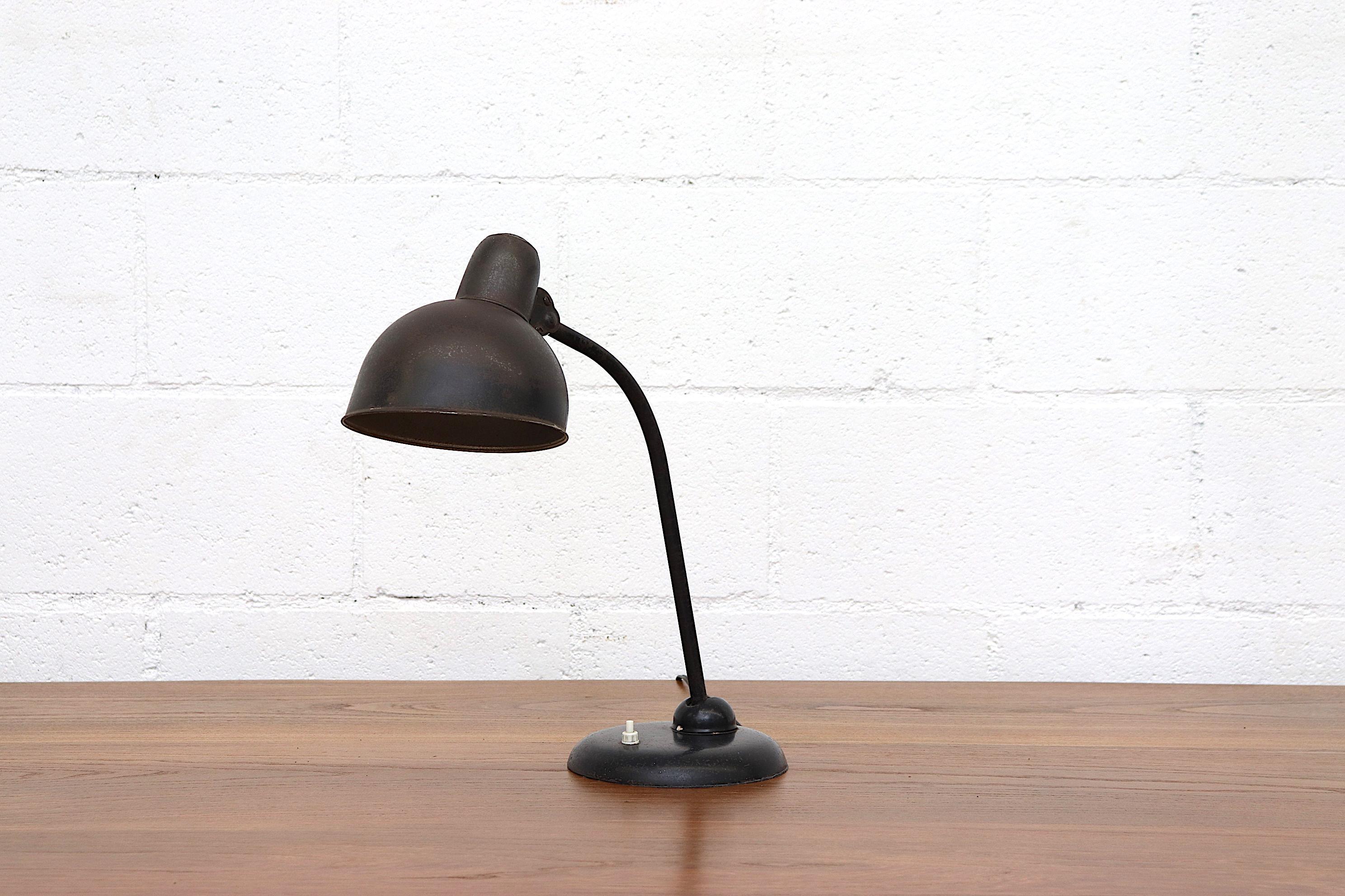 Mid-Century Modern Christian Dell Black Enameled Metal Task Lamp
